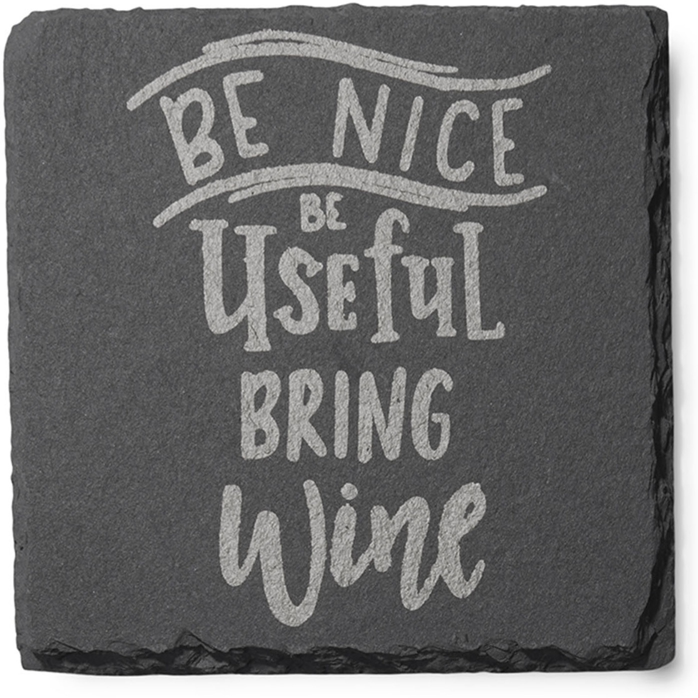 Wine Is Necessary Slate  Coasters Silver Set of 4, Square 4X4"