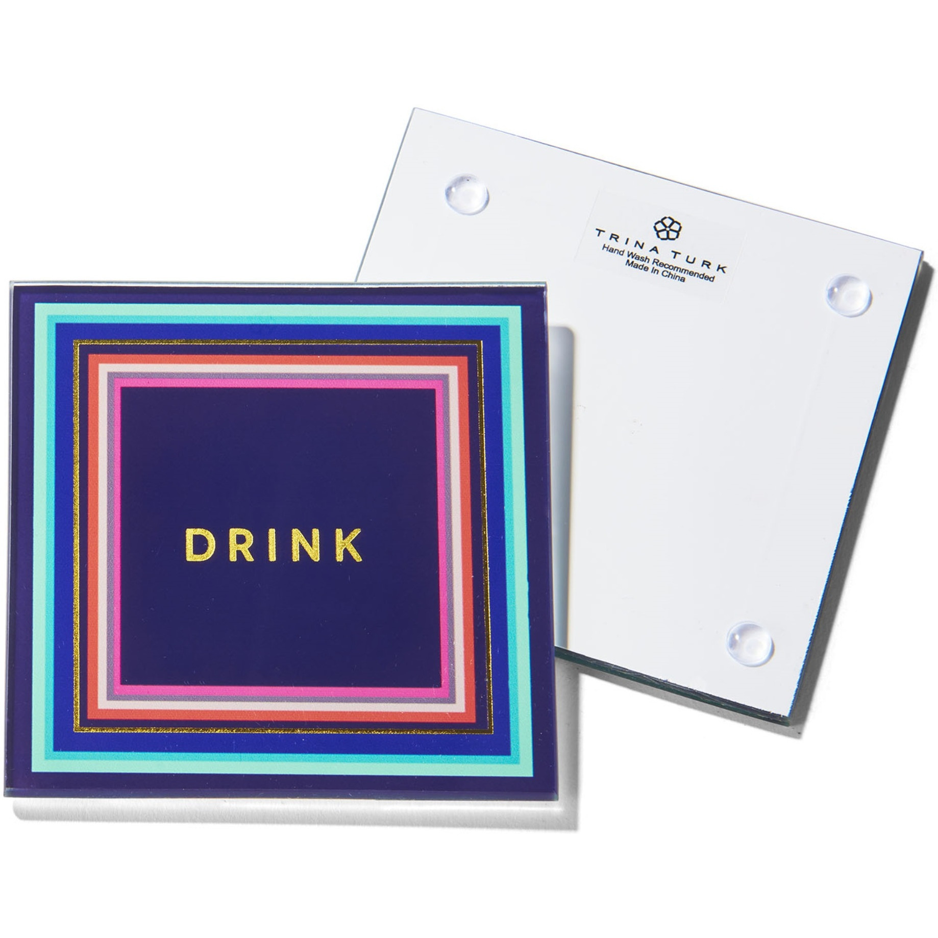 Cheers To You Aqua Set of 4 Glass Coaster Set 4&quotD