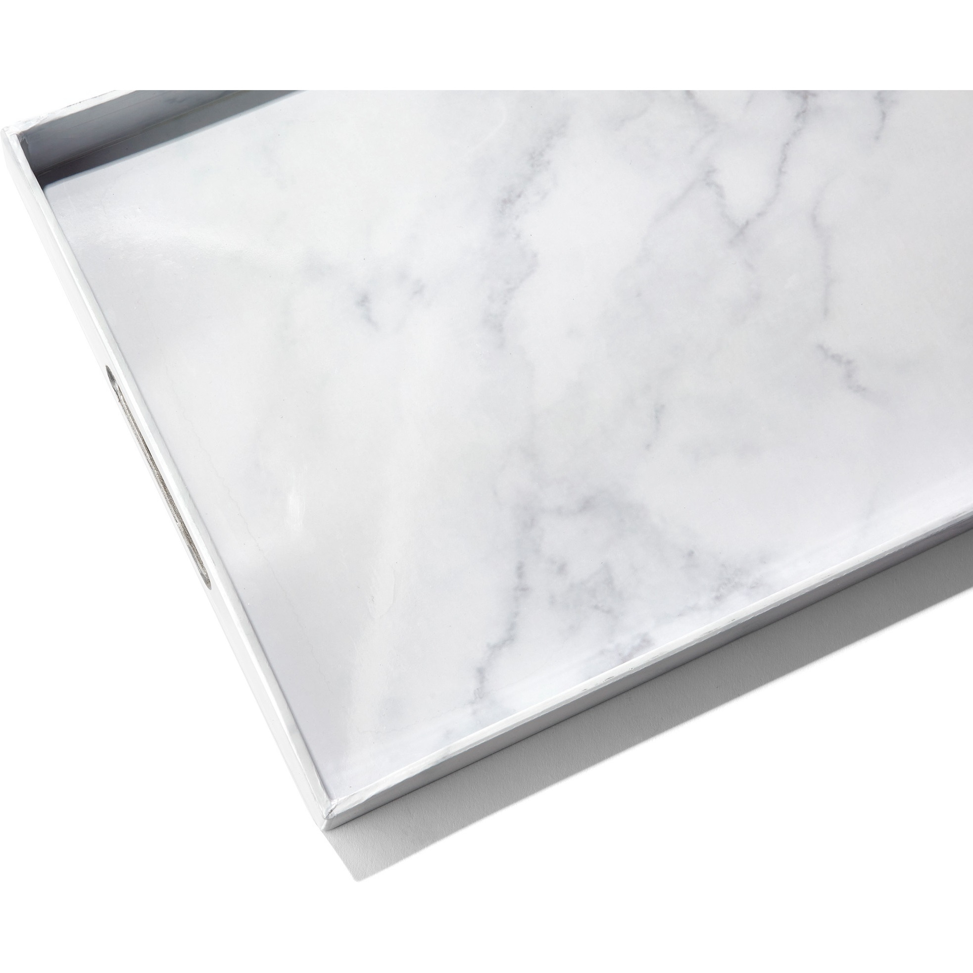 Marble Finished With Silver Rim Set of 2 Serveware Trays 18 X 12" 19 X 14