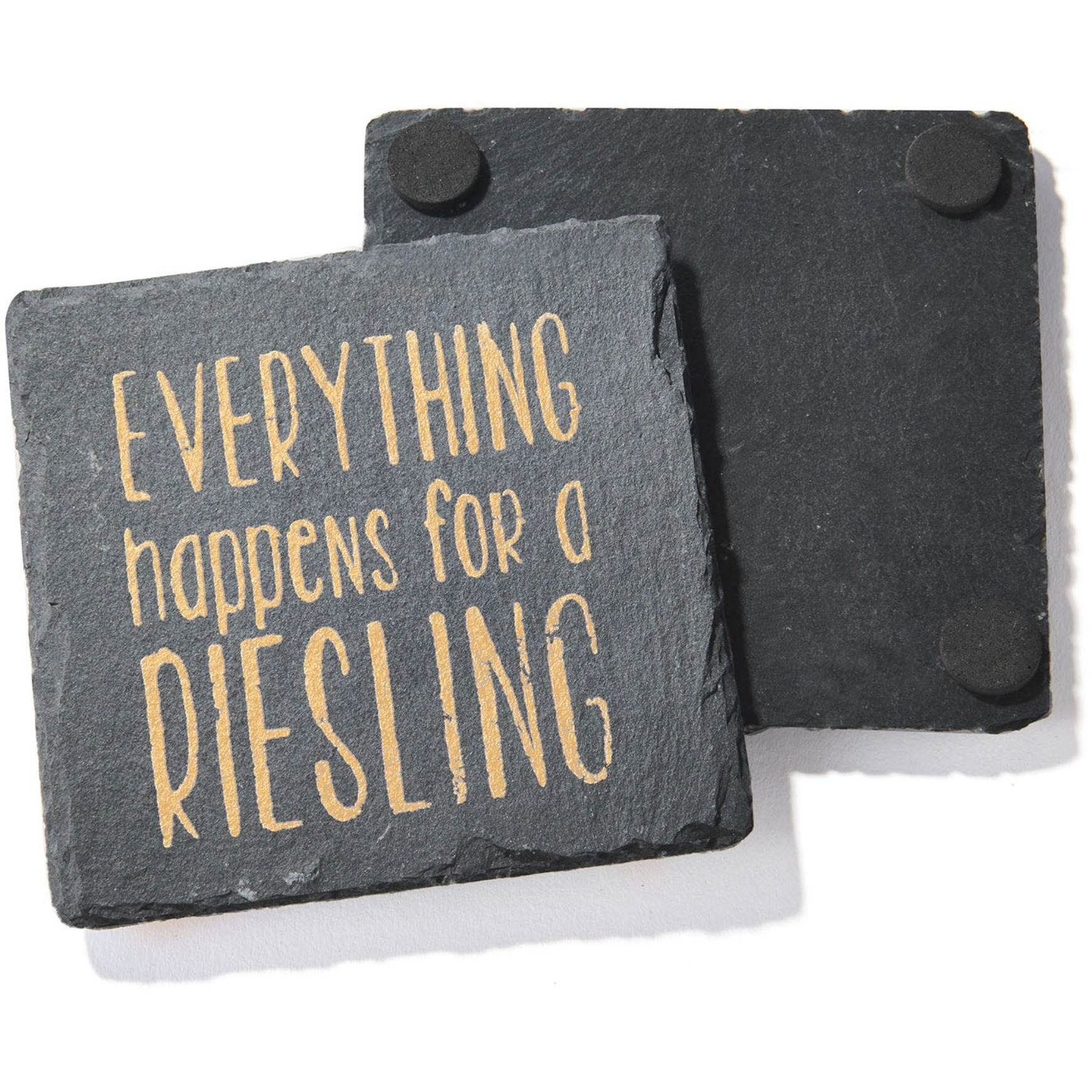 Sip Sip Hooray Slate Coasters Gold Set of 4, Square 4X4"