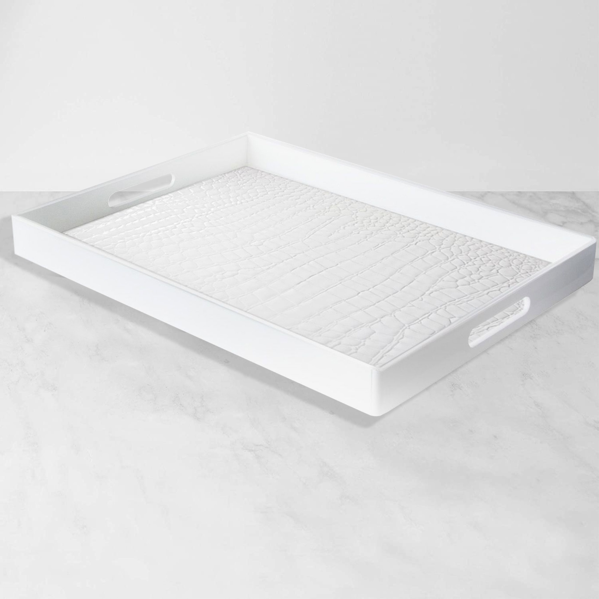 Angular White Serveware Tray 14X19"