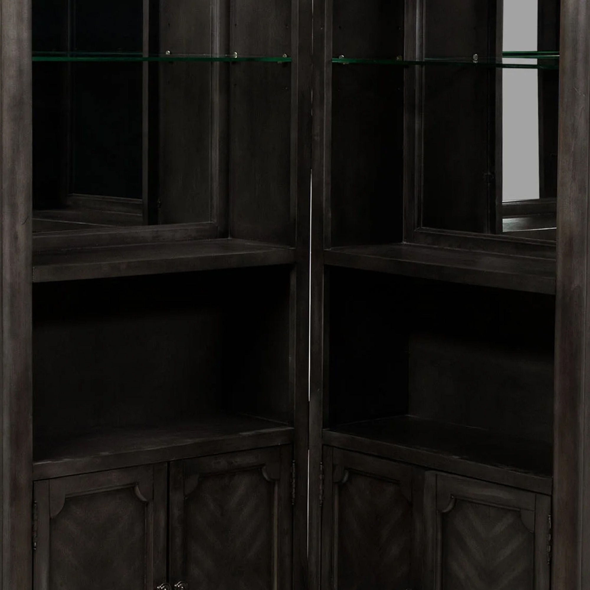 Wooden Bar Cabinet with Glass Shelves, Brown