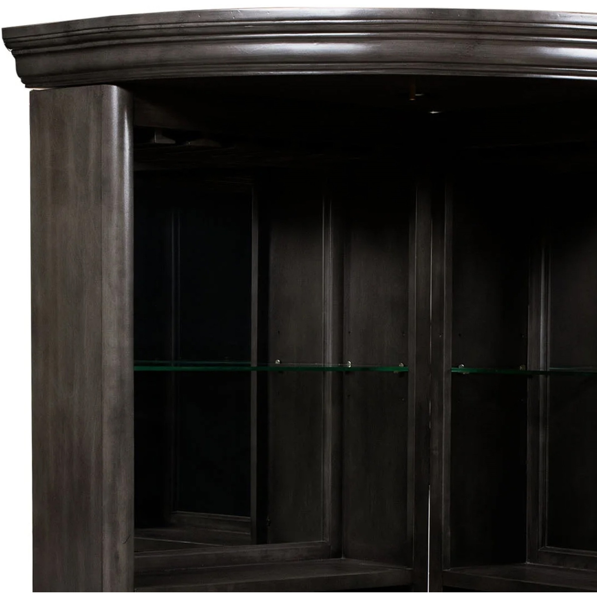 Wooden Bar Cabinet with Glass Shelves, Brown