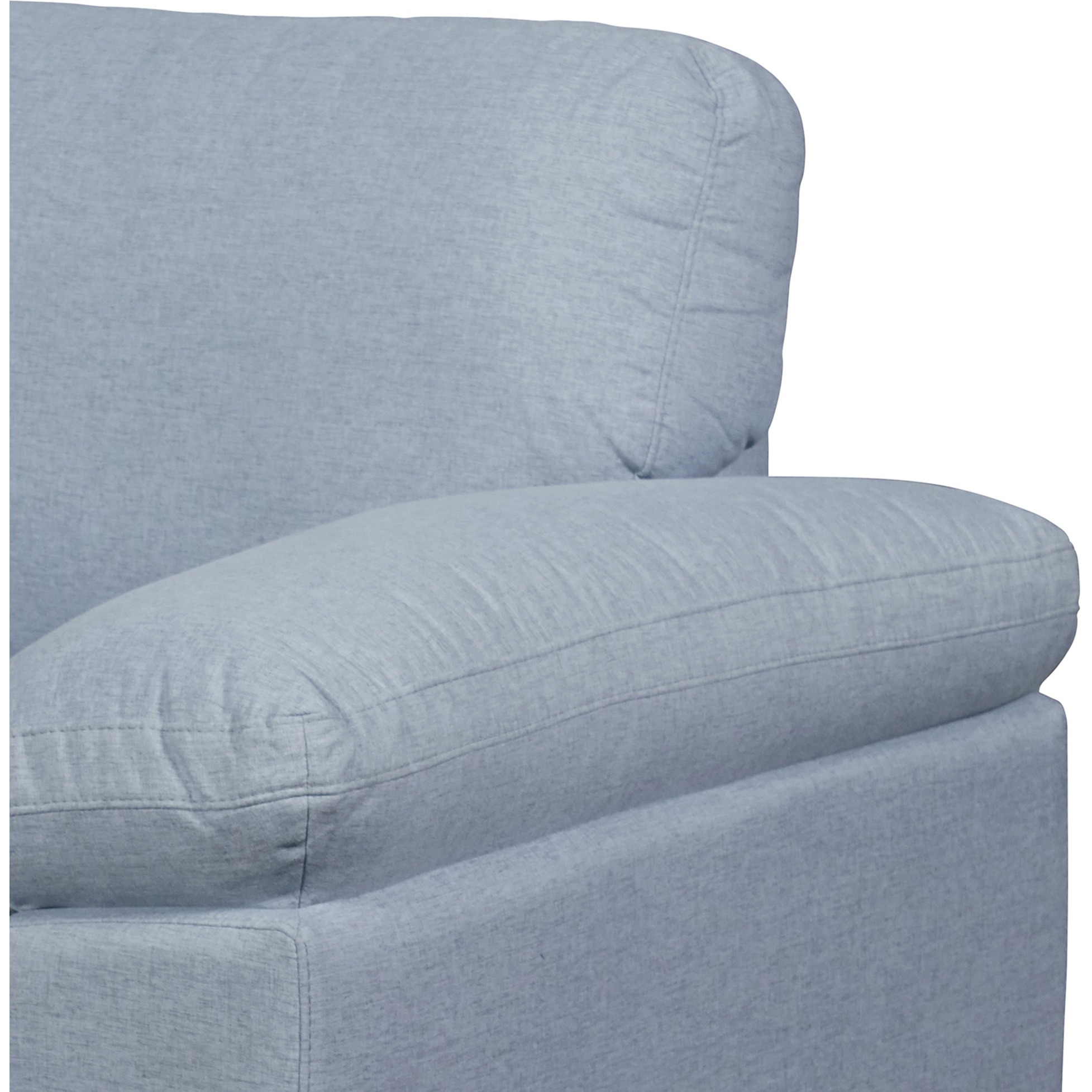 Transitional Fabric Upholstered Chair with Pillow Top Armrests, Light Blue