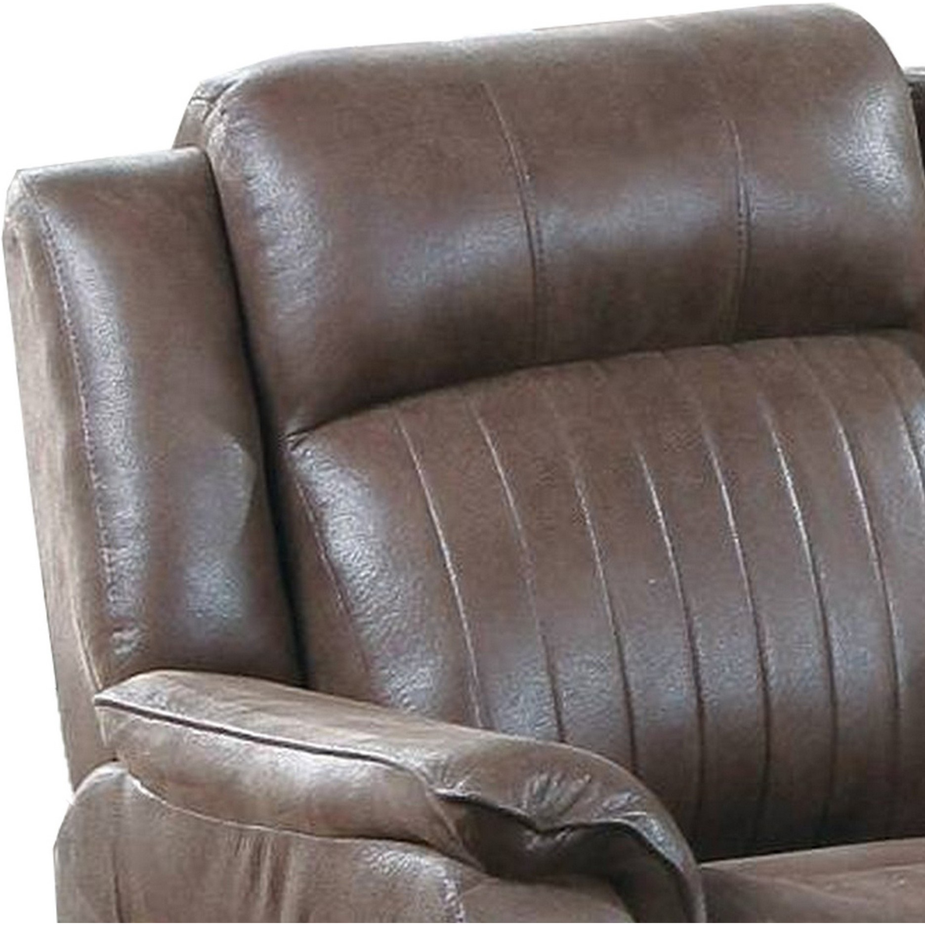 Fabric Manual Loveseat with 2 Cupholders and Console, Brown