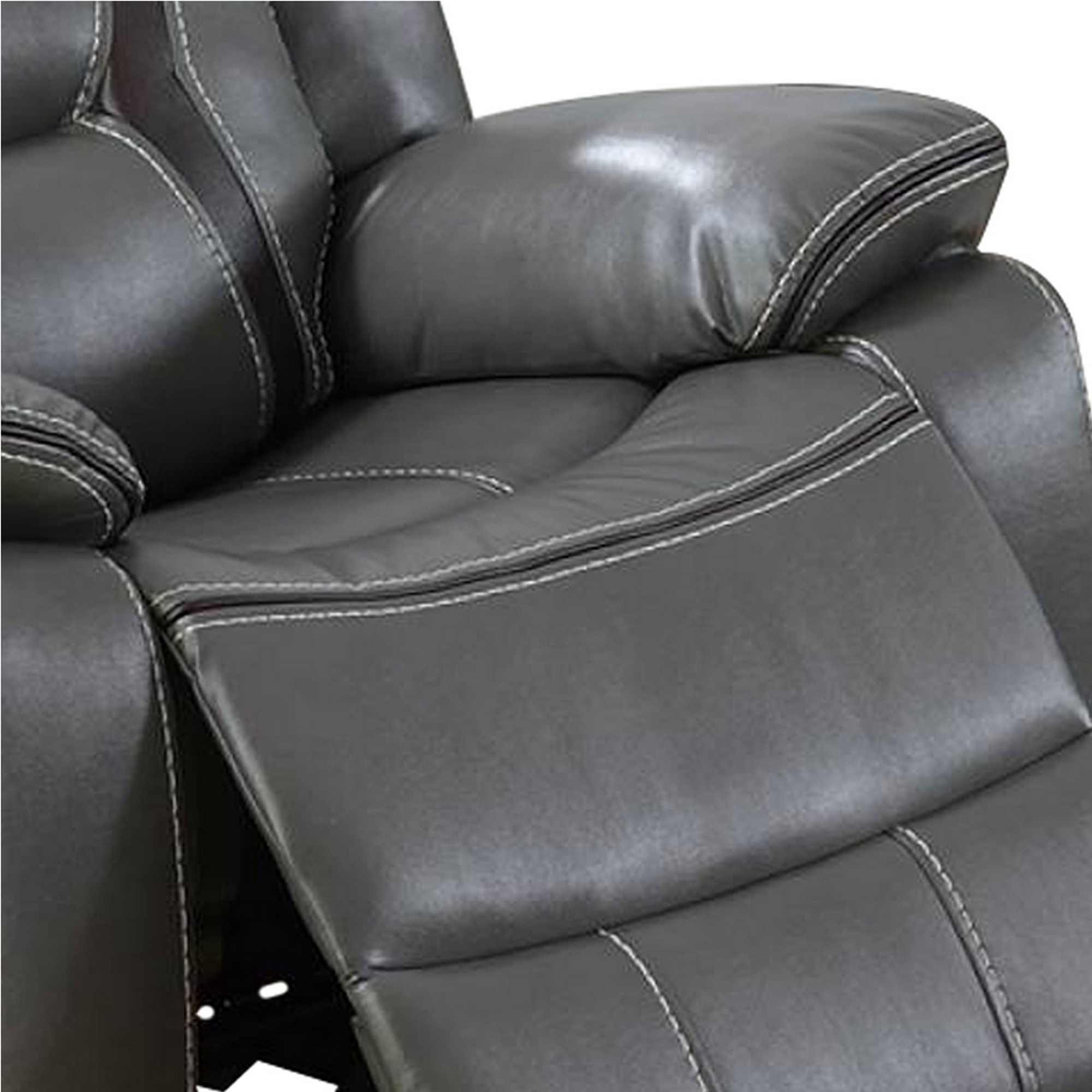 73 Inches Leatherette Motion Loveseat with Console, Gray