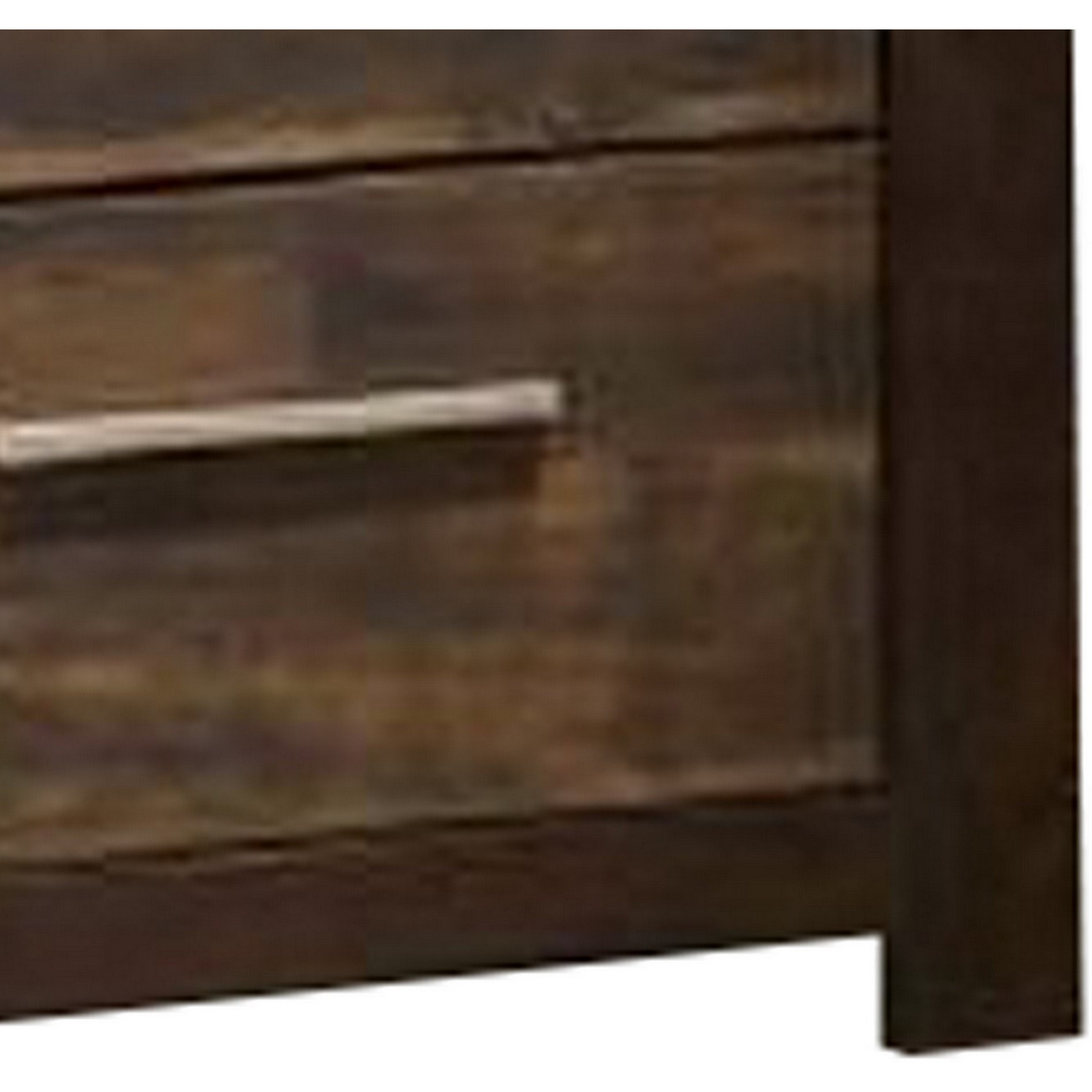 Wooden Nightstand with Two Drawers and Metal Bar Handles, Brown