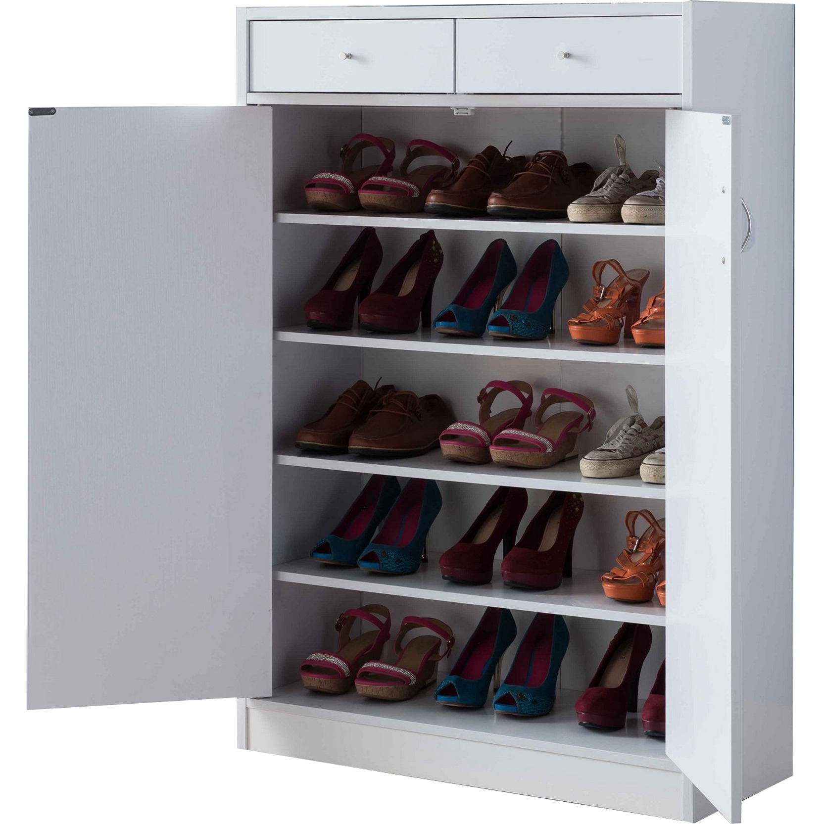 47 Inch 2 Door Wooden Shoe Cabinet, White