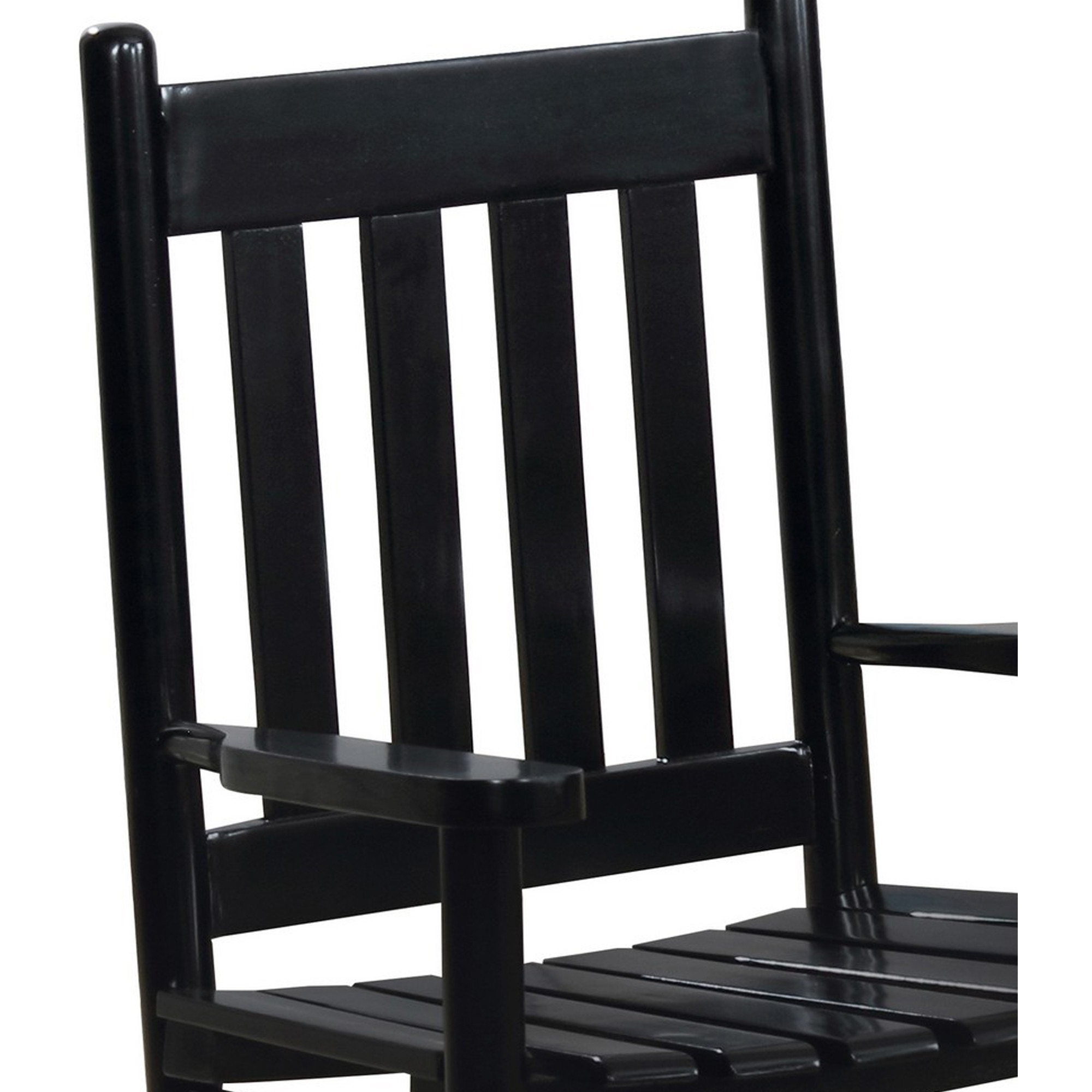Rocking Chair with Slatted Design Back and Seat, Black