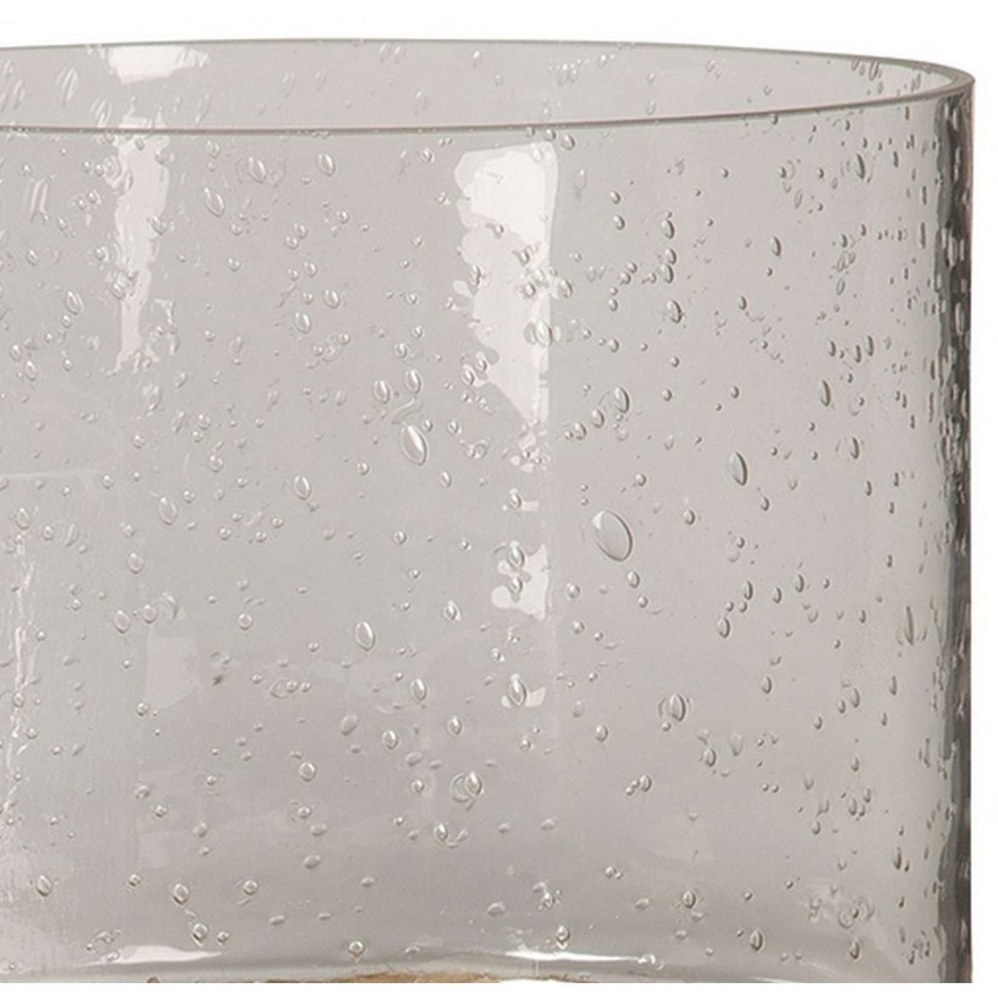 Candle Holder with Seeded Glass Hurricane and Rope, Set of 2,  Clear