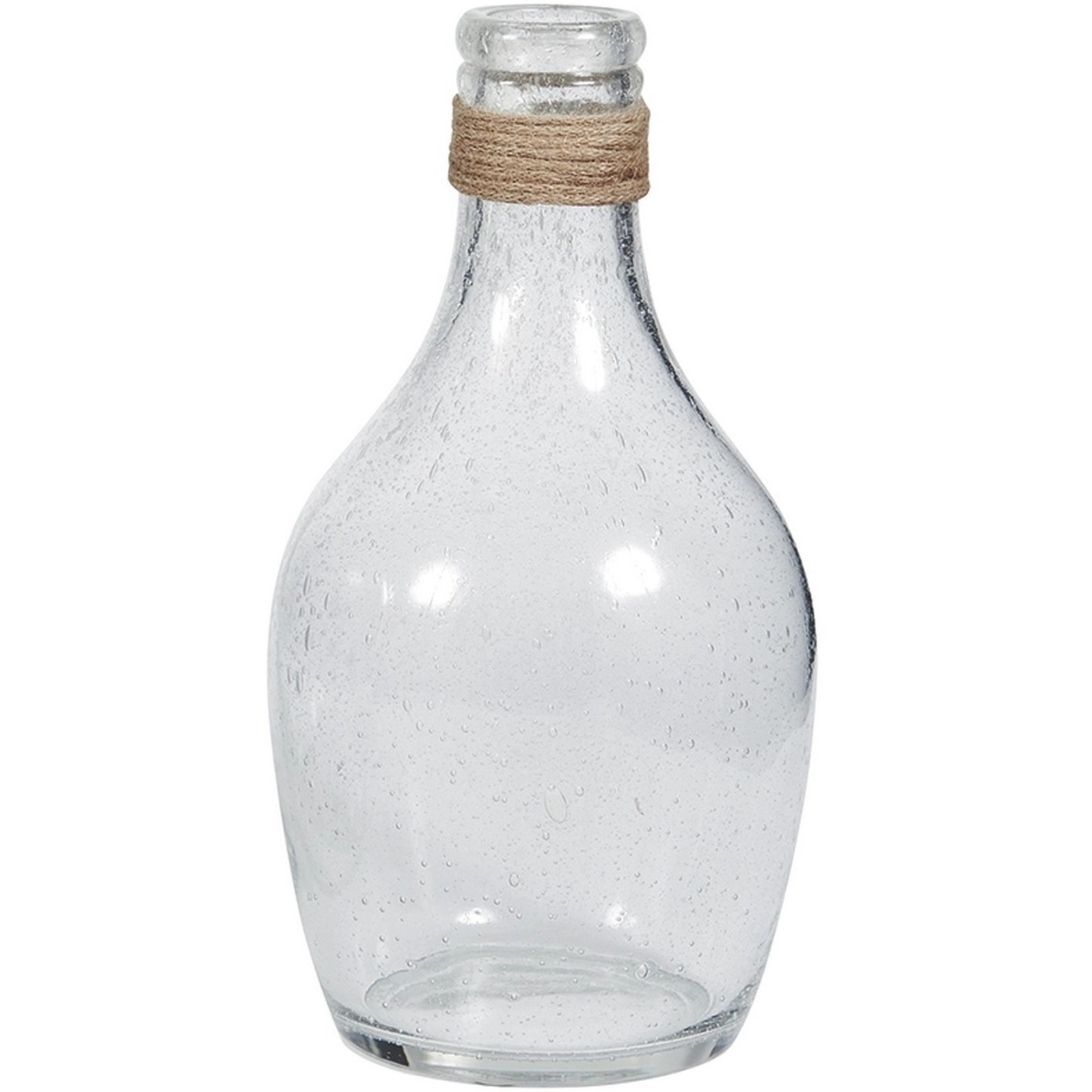 Vase with Bottleneck and Rope Accent, Set of 2, Clear