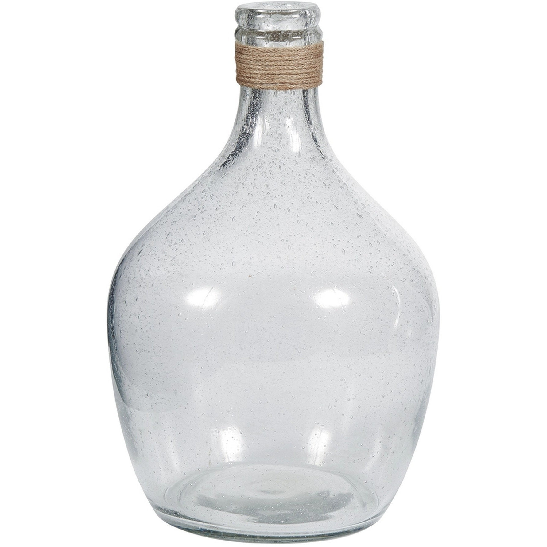 Vase with Bottleneck and Rope Accent, Set of 2, Clear
