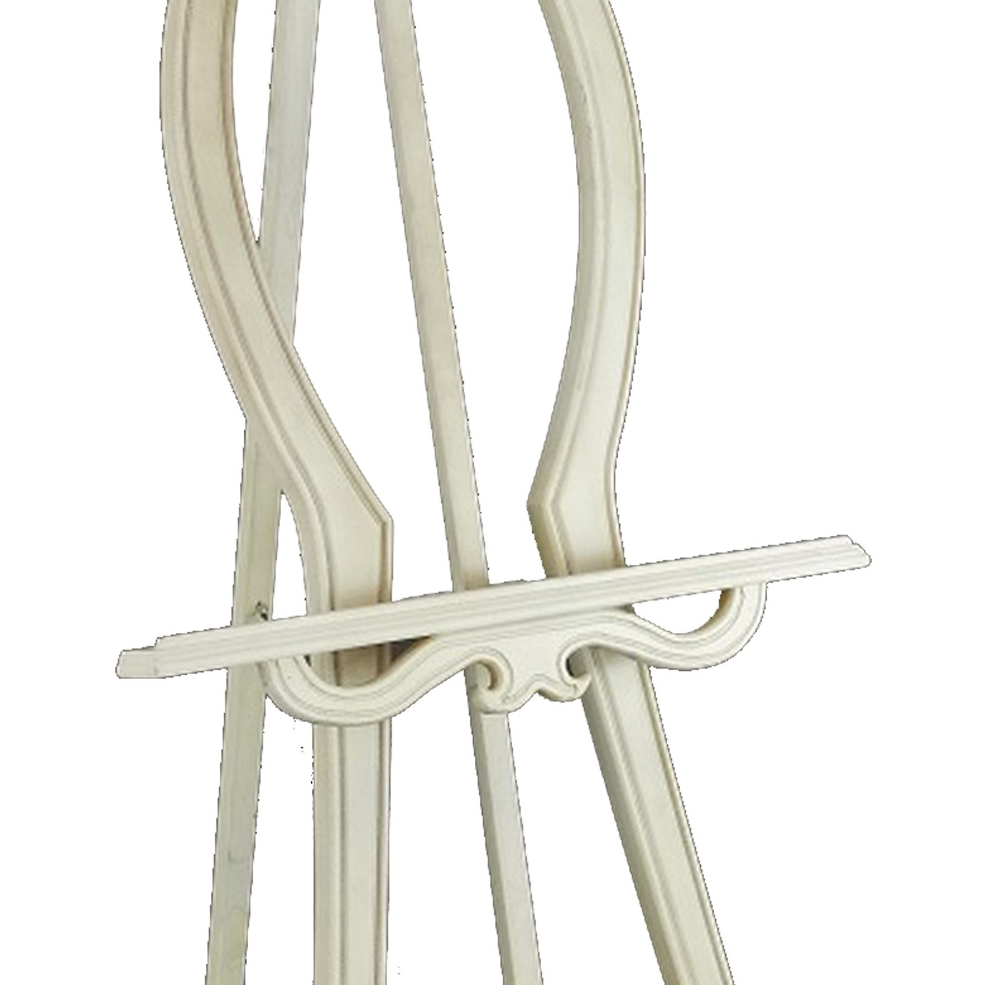 Lui 65 Inch Classic Wood Easel Stand, Carved Details, Hand Painted, Ivory
