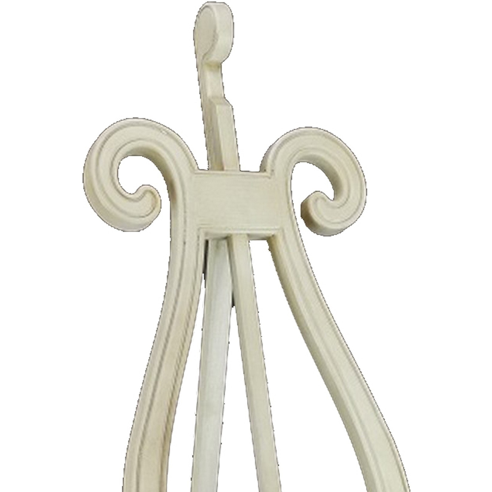 Lui 65 Inch Classic Wood Easel Stand, Carved Details, Hand Painted, Ivory