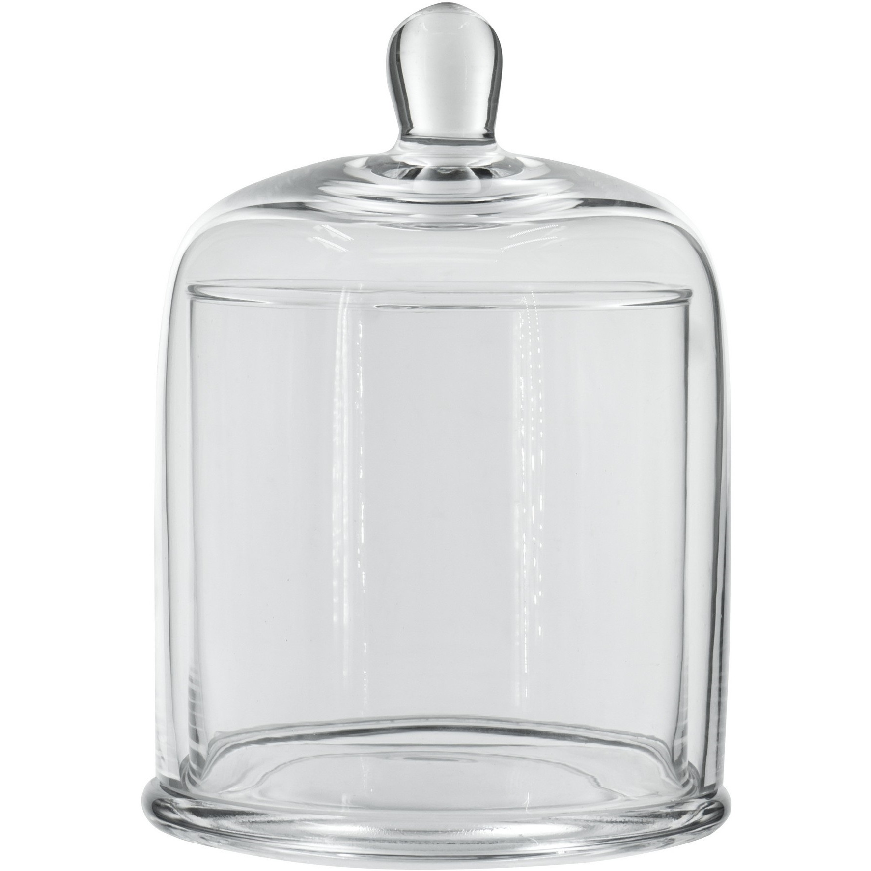 Set of 2 Large Glass Serving Platters with Dome and Finial Handle, Clear