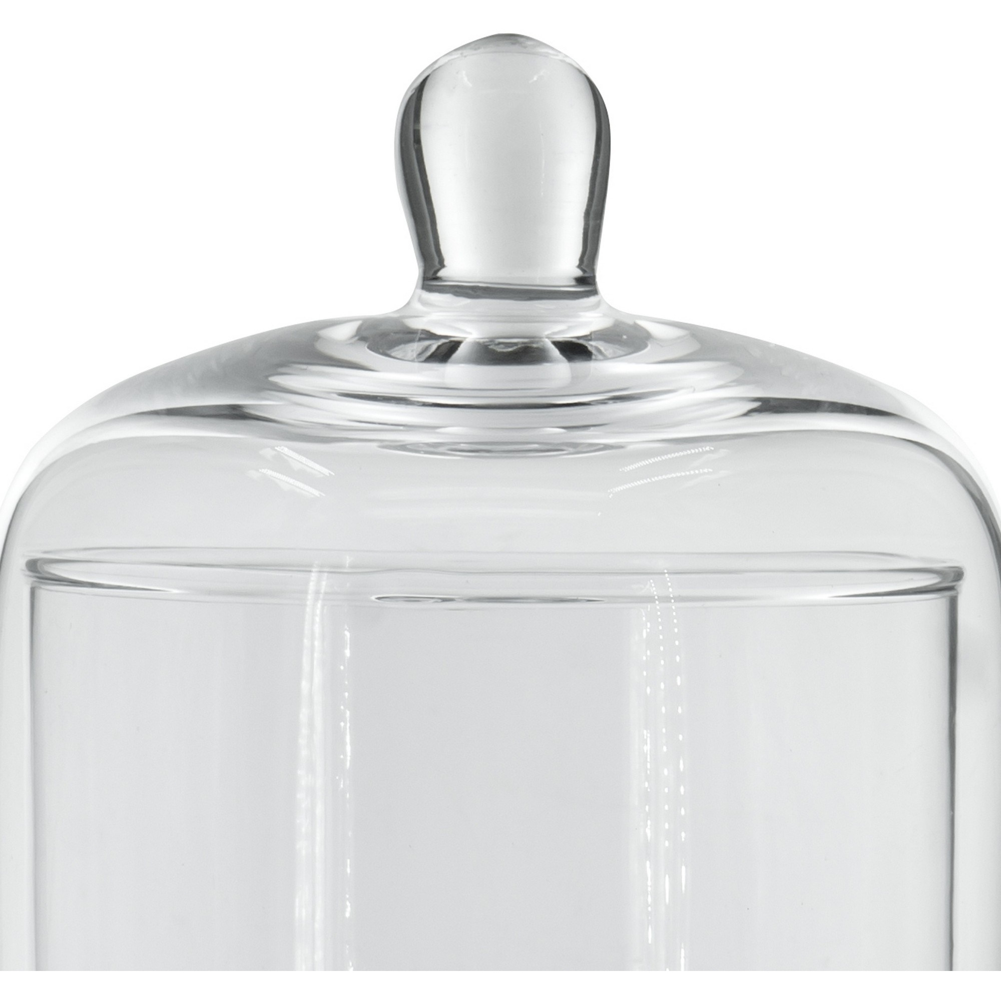 Set of 2 Large Glass Serving Platters with Dome and Finial Handle, Clear