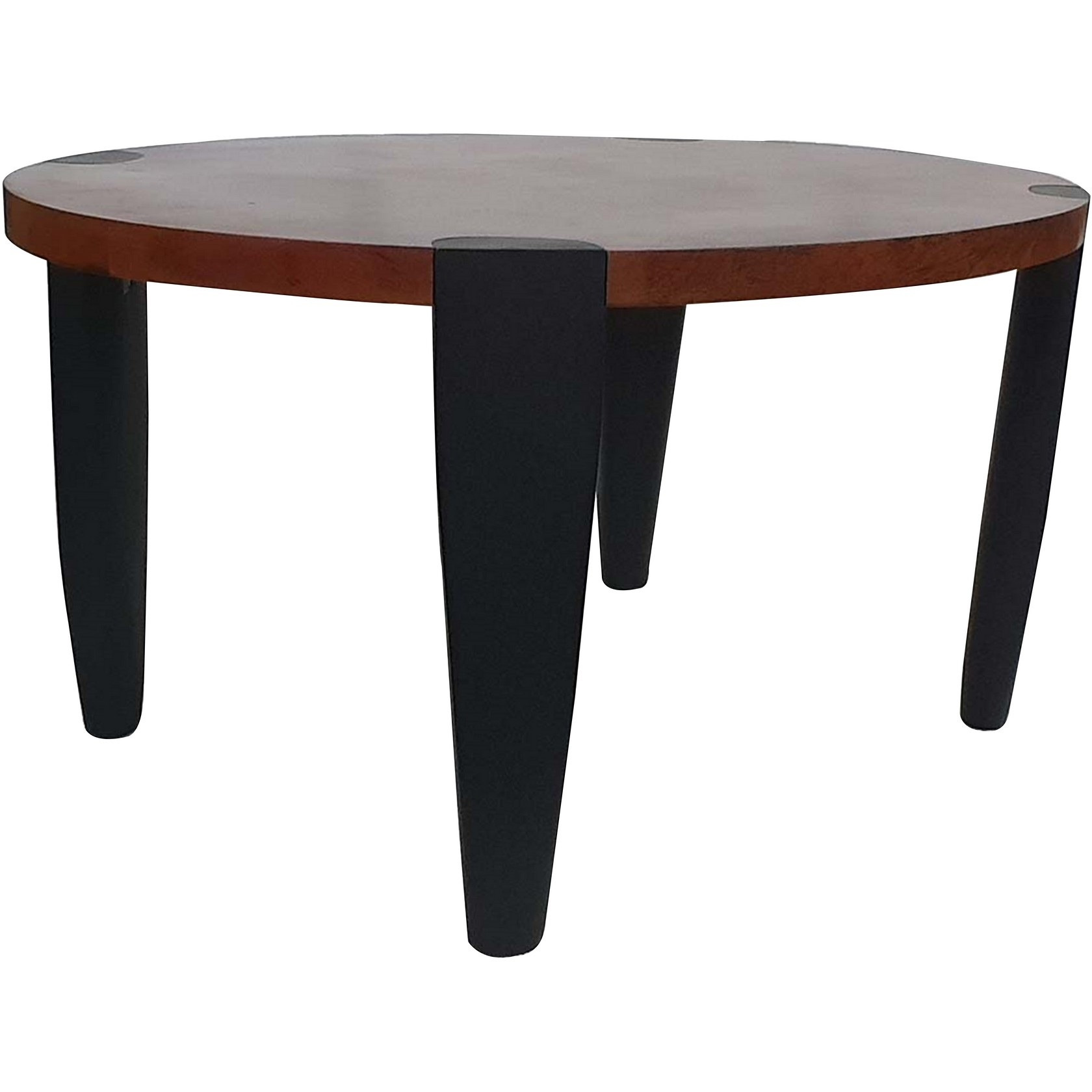 Max 35 Inch Oval Top Coffee Table, Mango Wood, Iron Frame, Brown, Black
