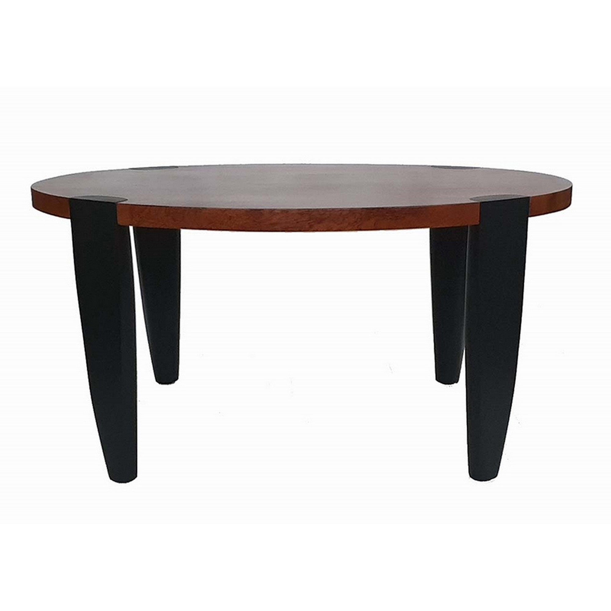 Max 35 Inch Oval Top Coffee Table, Mango Wood, Iron Frame, Brown, Black