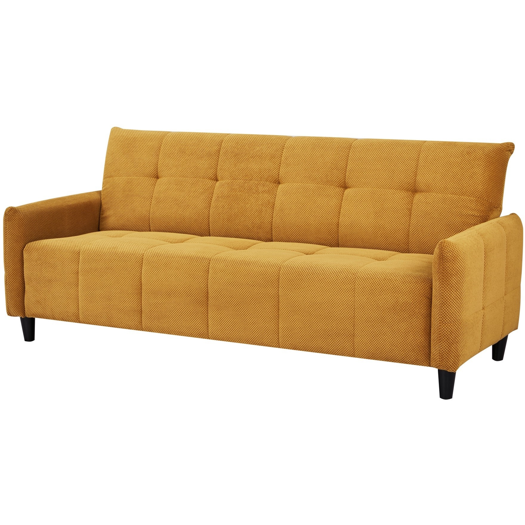79 Inch Convertible Sofa Bed Futon, Tufted Cushions, Padded Arms, Yellow