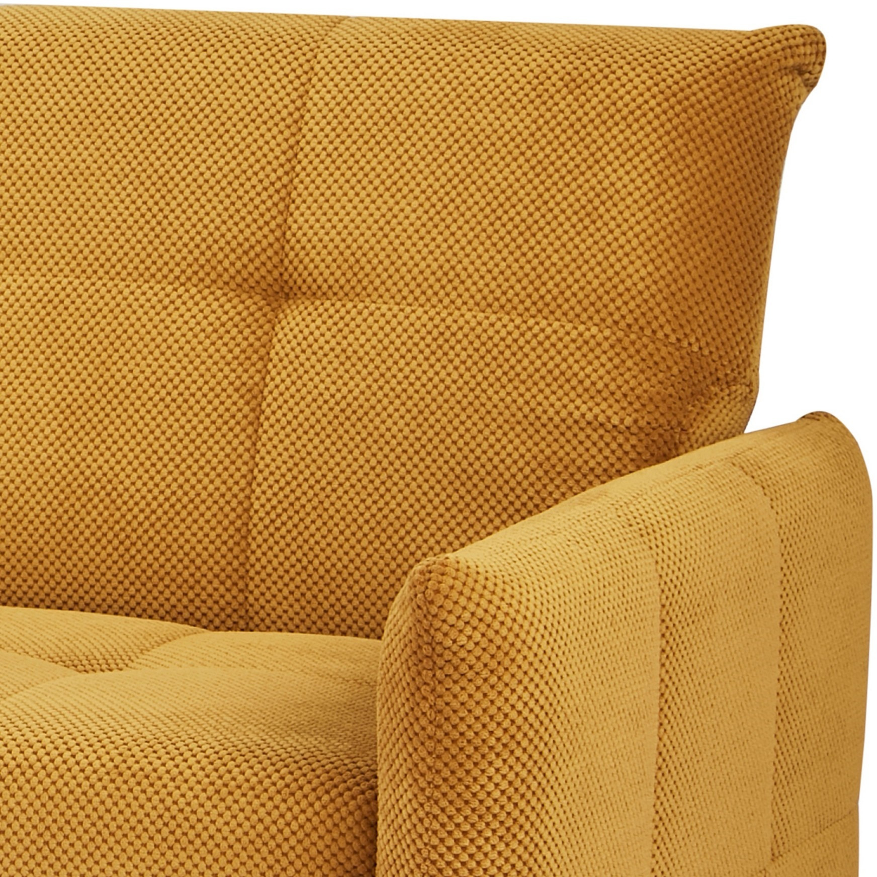 79 Inch Convertible Sofa Bed Futon, Tufted Cushions, Padded Arms, Yellow