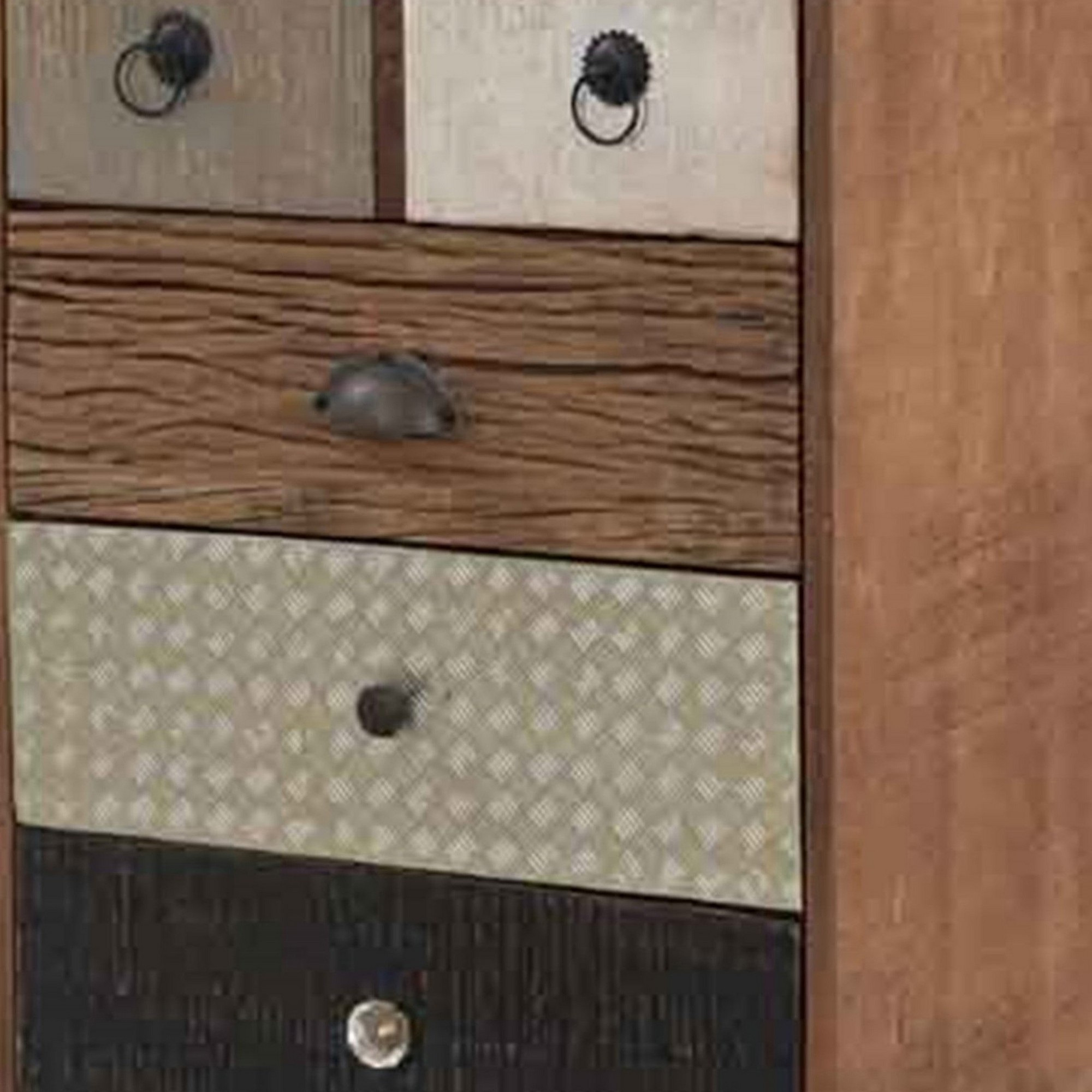 42 Inch Tall Dresser Chest, Multicolor, 6 Drawers, Sturdy Sled Base, Brown