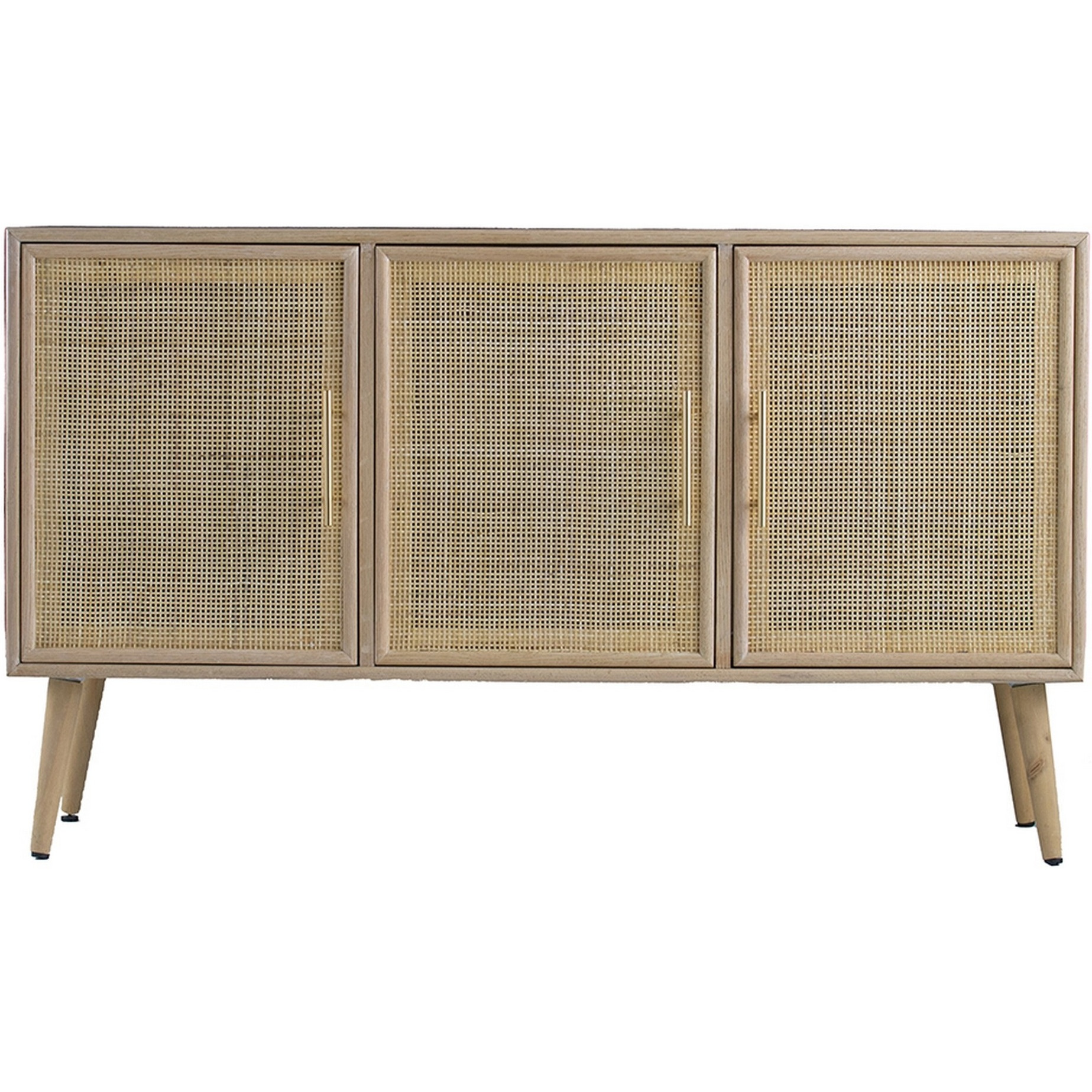 Dana 47 Inch TV Media Entertainment Console, 3 Rattan Doors, Modern, Brown
