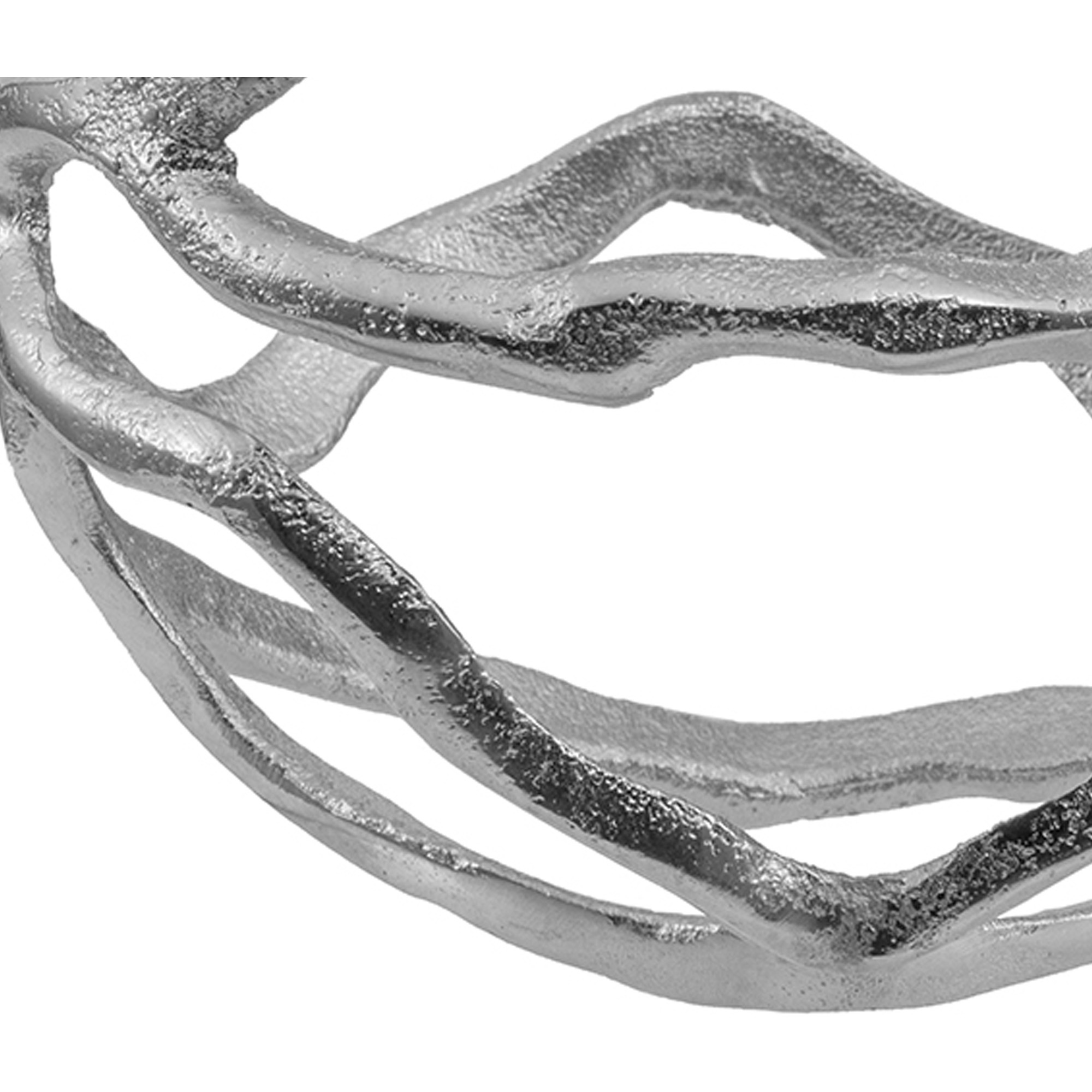 6 Inch Decorative Spheres, Aluminum, Asymmetrical Curves, Modern, Silver
