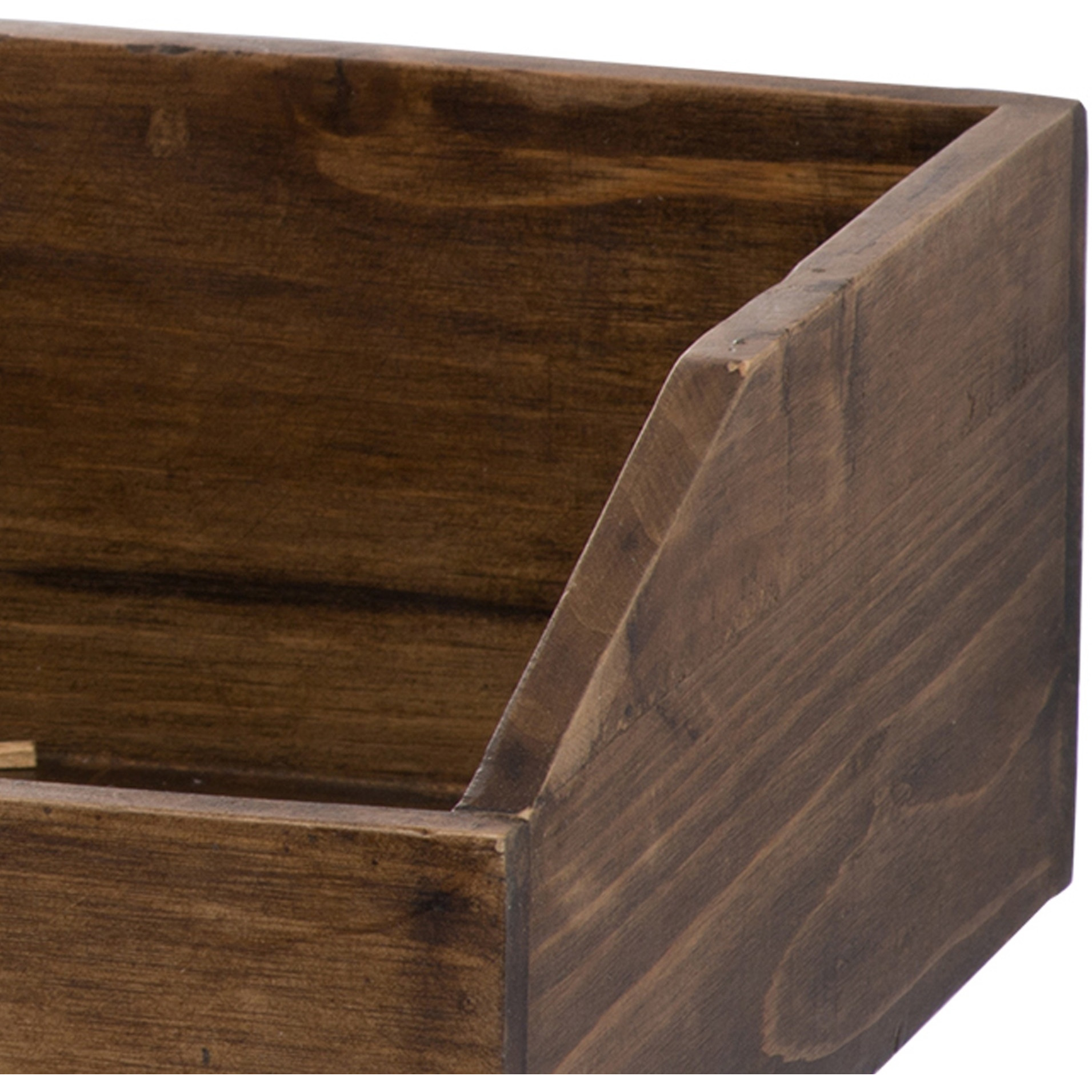 19, 13, 10 Inch Fir Wood Box, Set of 4 with Metal Handles, Antique Brown
