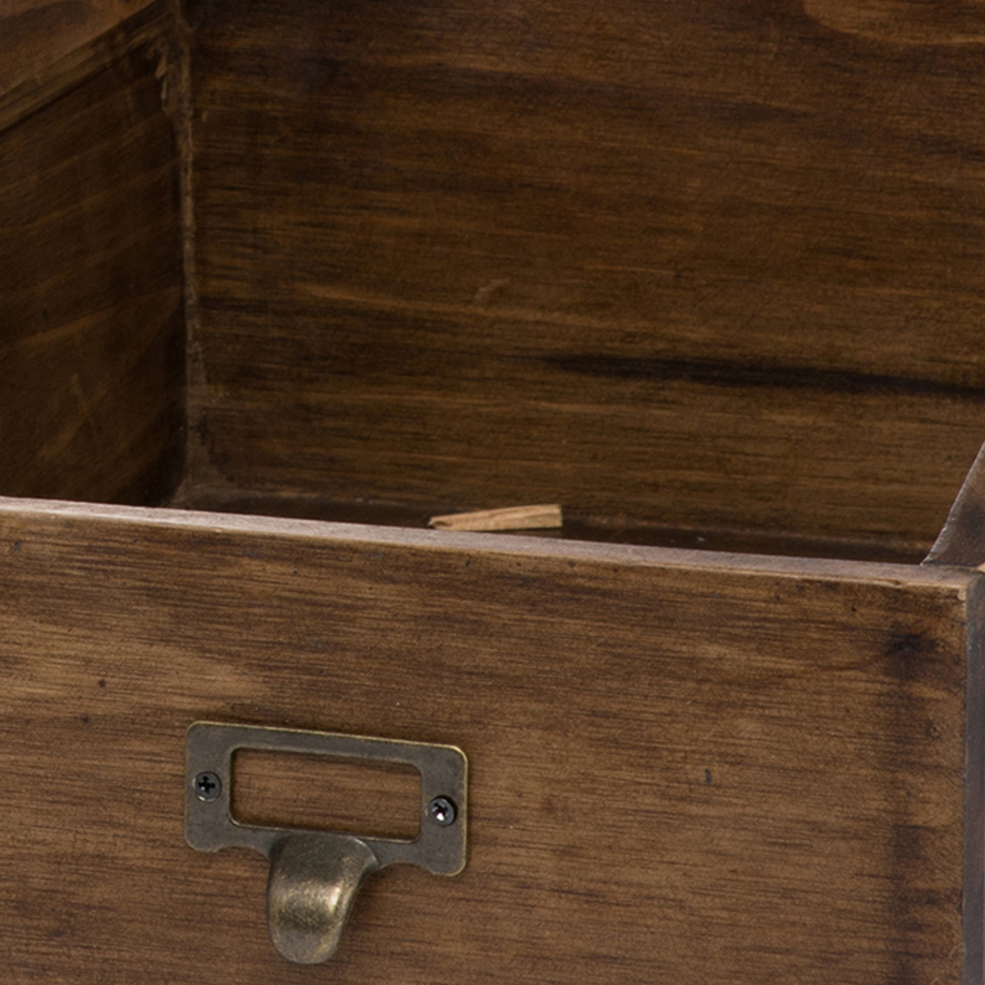 19, 13, 10 Inch Fir Wood Box, Set of 4 with Metal Handles, Antique Brown