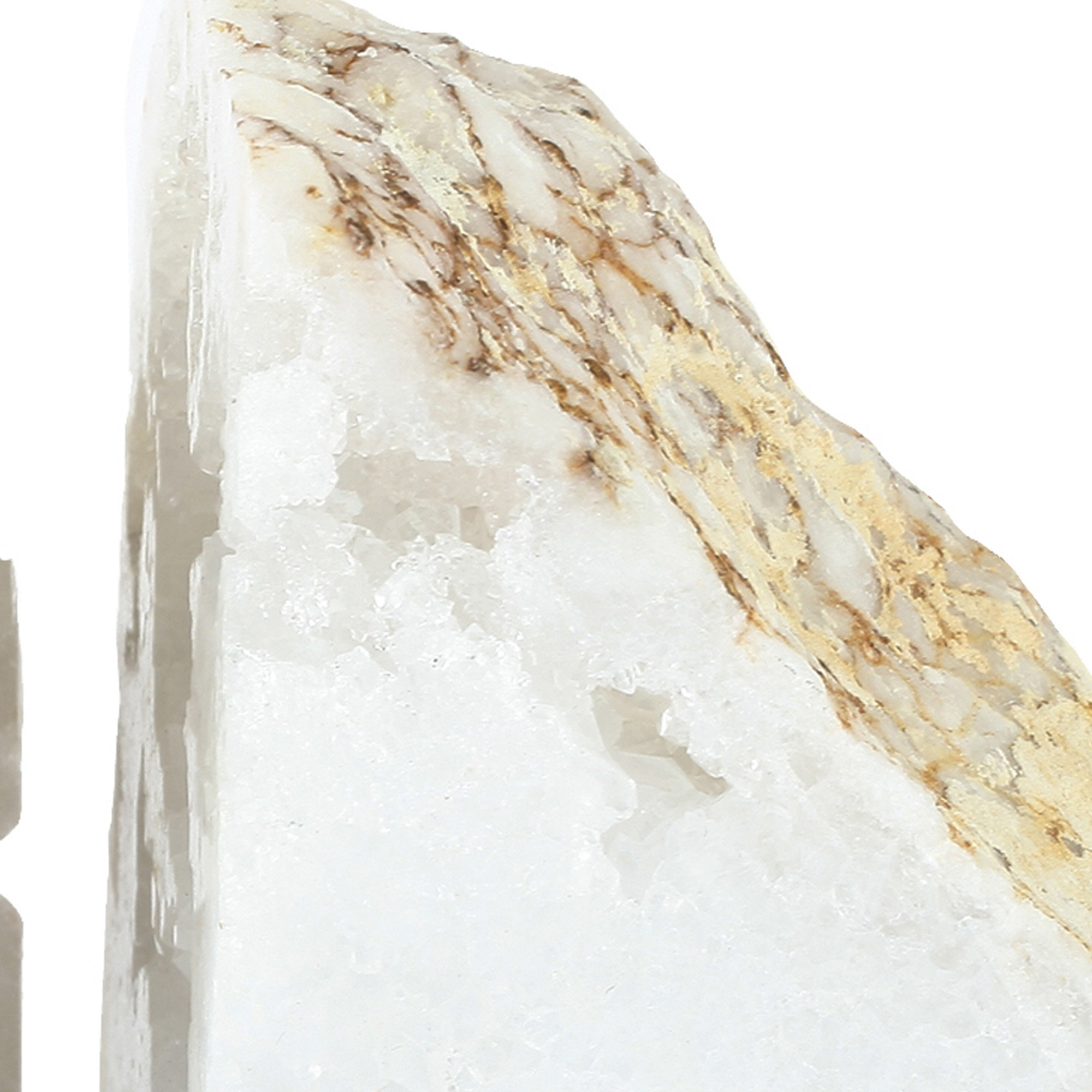 5 Inch Natural White Stone Bookends, Artisanal Textured Geode Rock