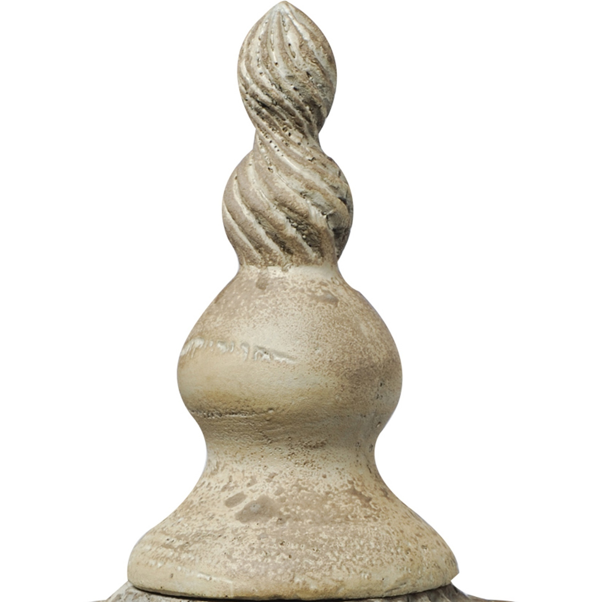 22 Inch Lidded Vase with Turned Finial Design and Swirl Pattern, White