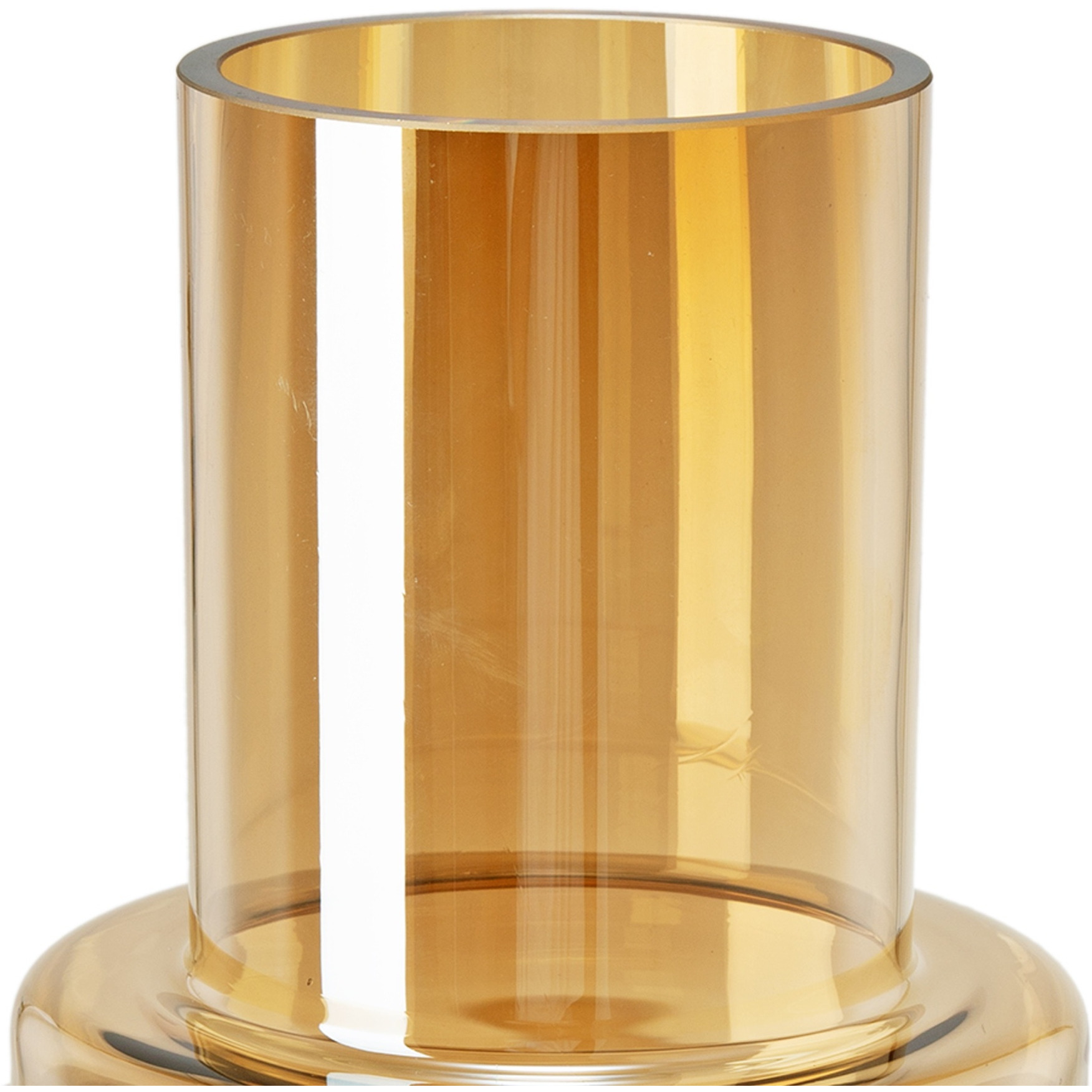 Alma 14 Inch Modern Vase, Geometric Design, Amber Luster Glass Frame