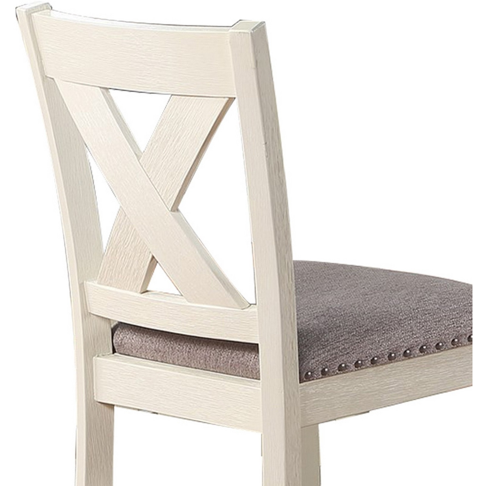 Joss 40 Inch Cottage Wood Counter Height Chair, Set of 2, Gray Seat, Cream
