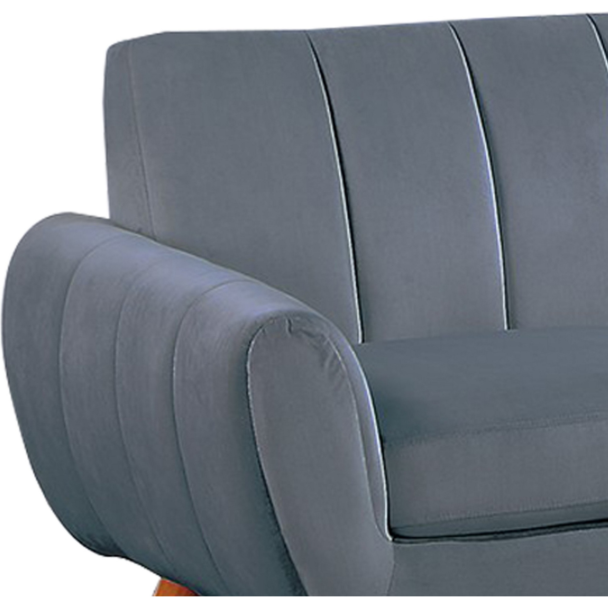 Lynn 2 Piece L Shape Sectional Sofa, Chaise, Vertical Tufted Velvet, Gray