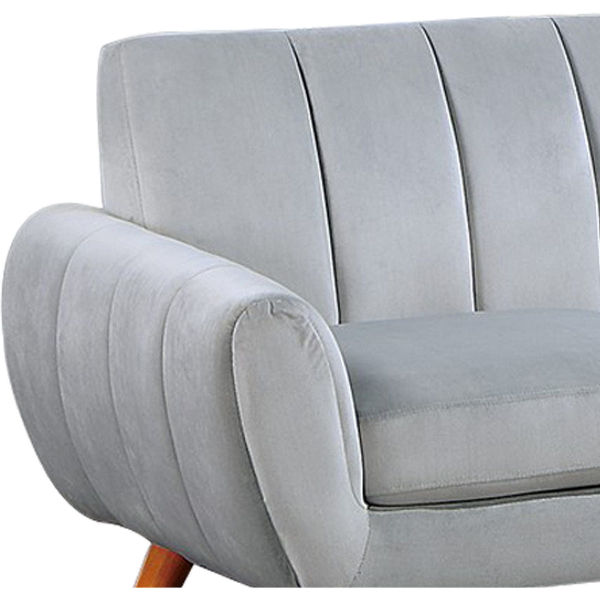 Lynn 2 Piece Sectional Sofa Set, Chaise Lounger, Tufted Velvet, Light Gray