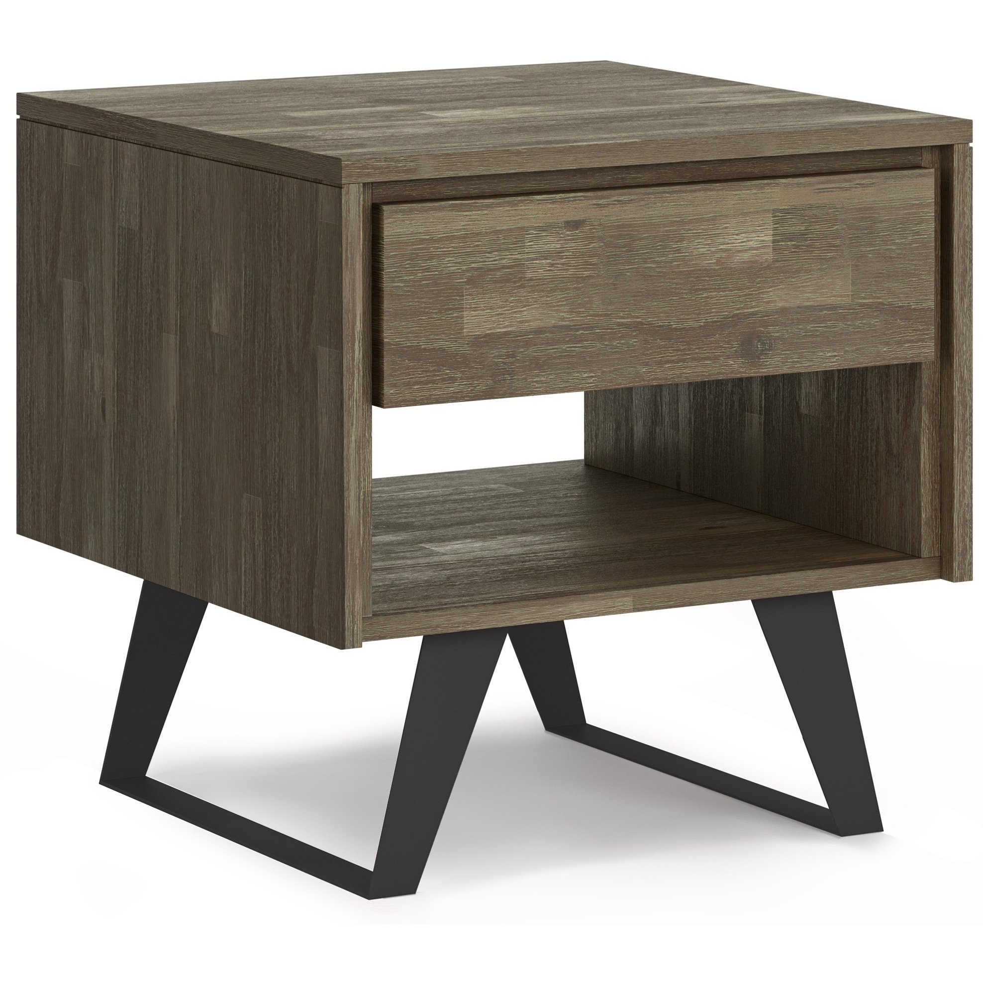 Lowry SOLID ACACIA WOOD & Metal 22 in Wide Square End Side Table