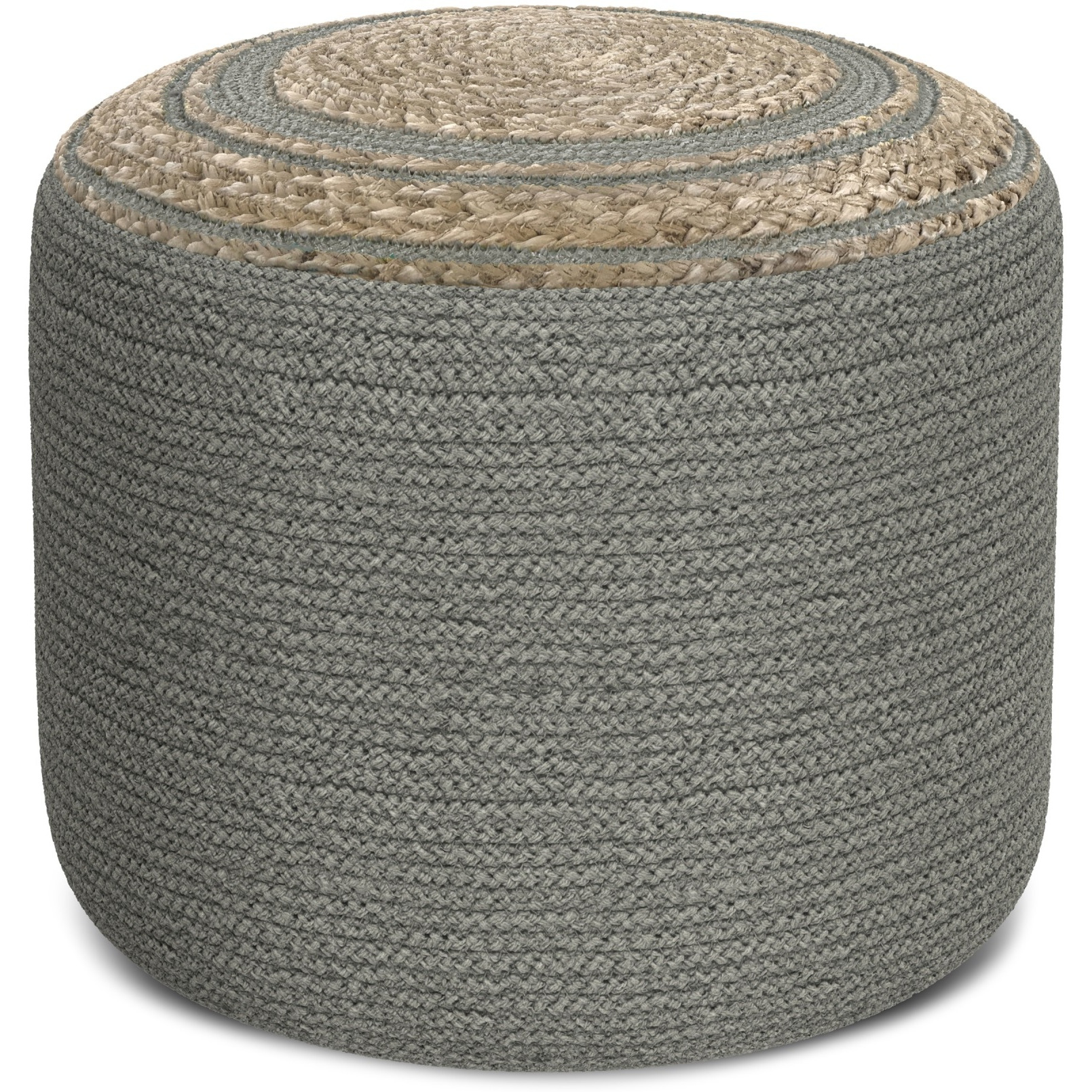 Serena 18 in Wide Round Braided Pouf