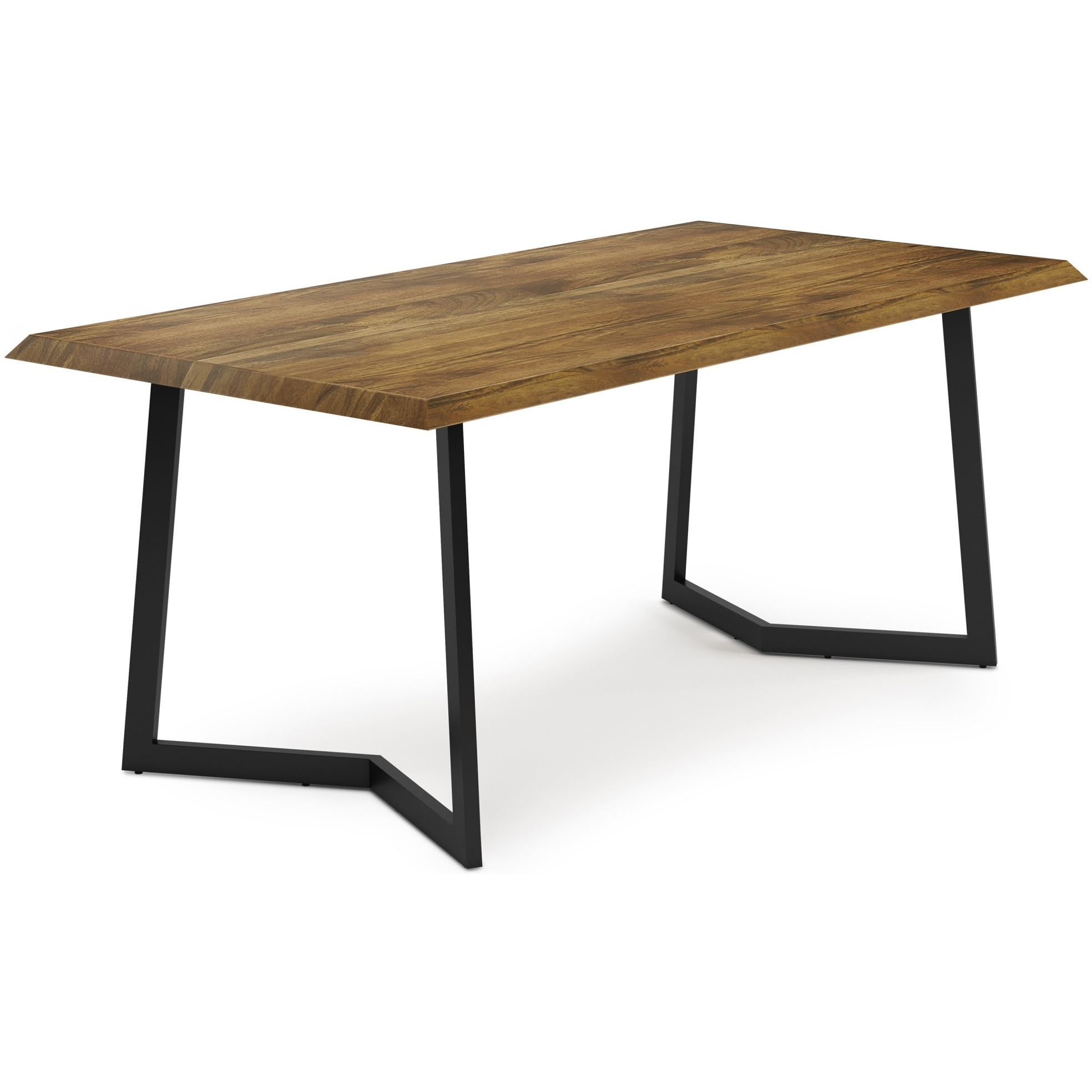 Watkins SOLID MANGO WOOD & Metal 72 in Wide Rectangle Dining Table with Inverted Metal Base