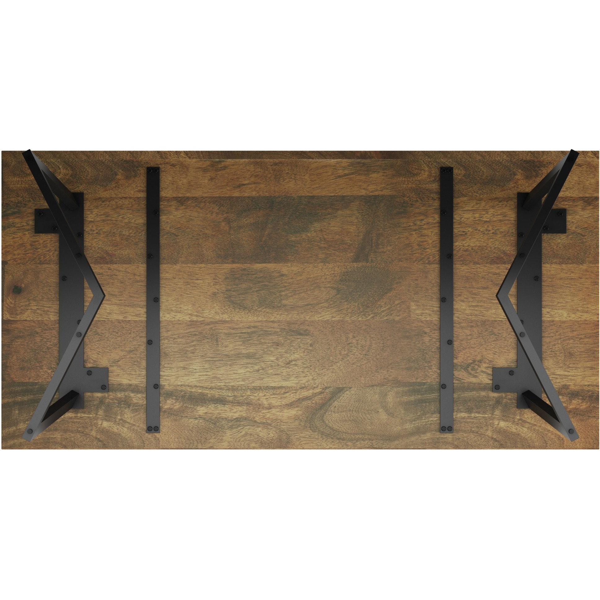 Watkins SOLID MANGO WOOD & Metal 72 in Wide Rectangle Dining Table with Inverted Metal Base