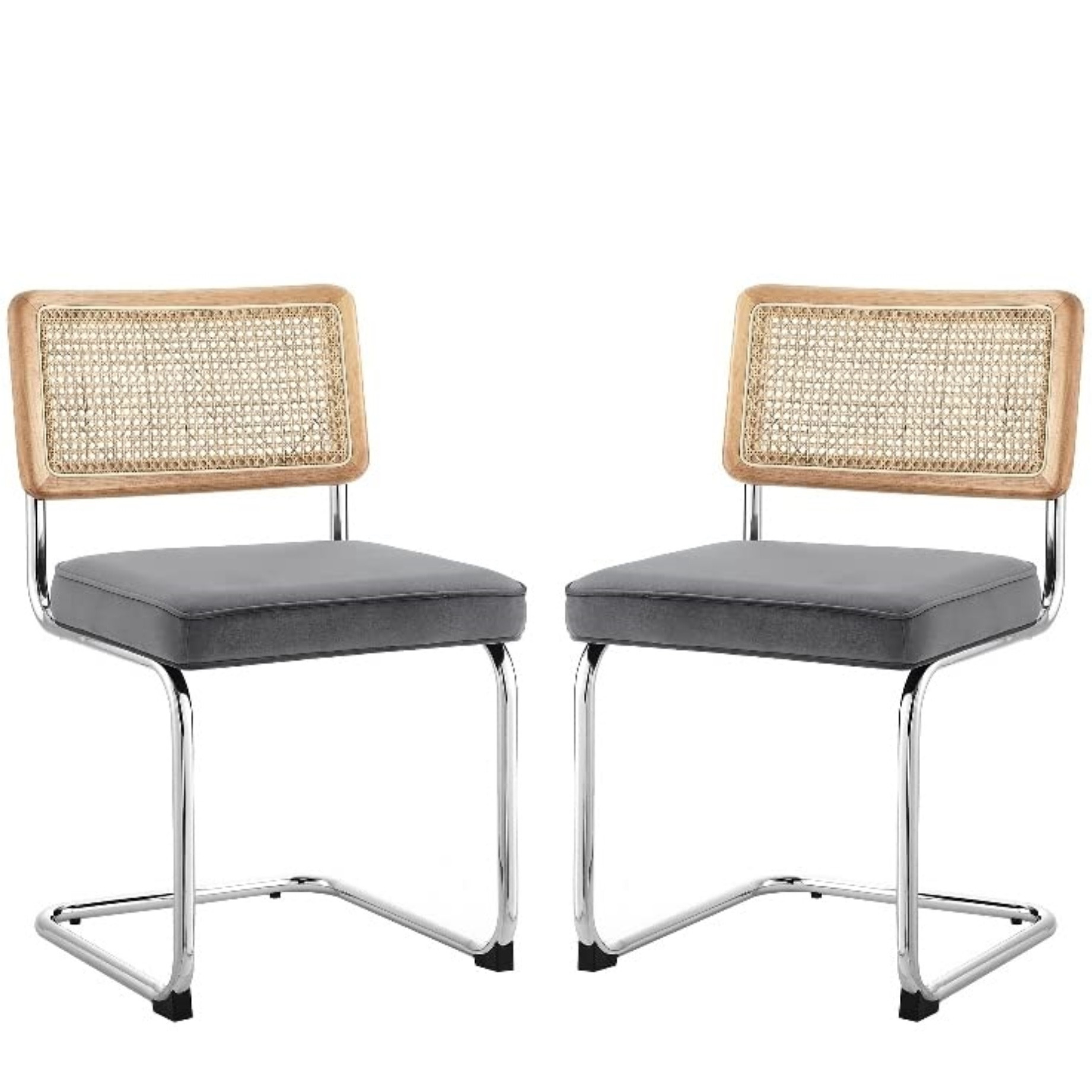 Sherry Velvet Dining Chair Seat (Set of 2), Grey