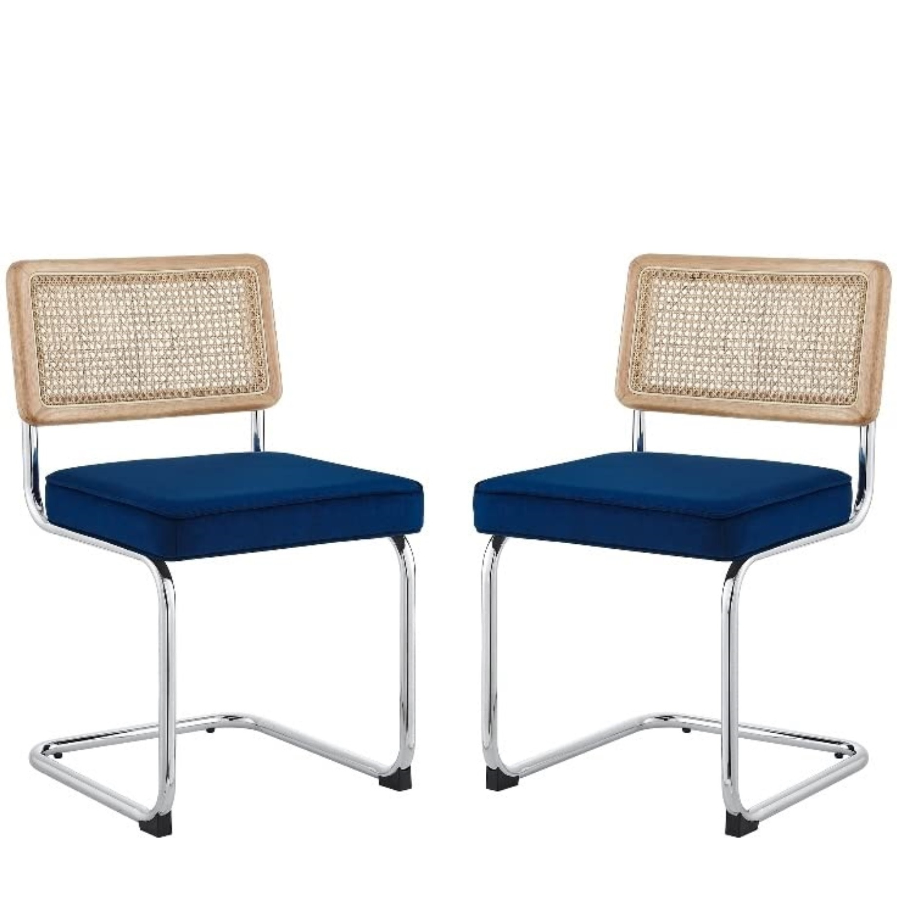 Sherry Velvet Dining Chair Seat (Set of 2), Navy