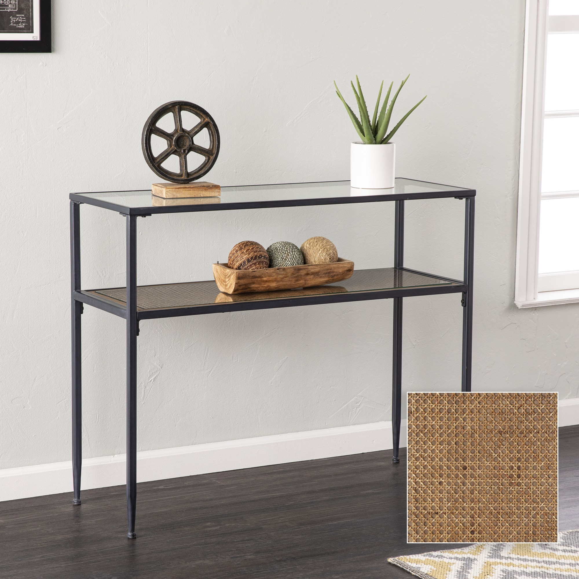 Bladeston Glass-Top Console Table