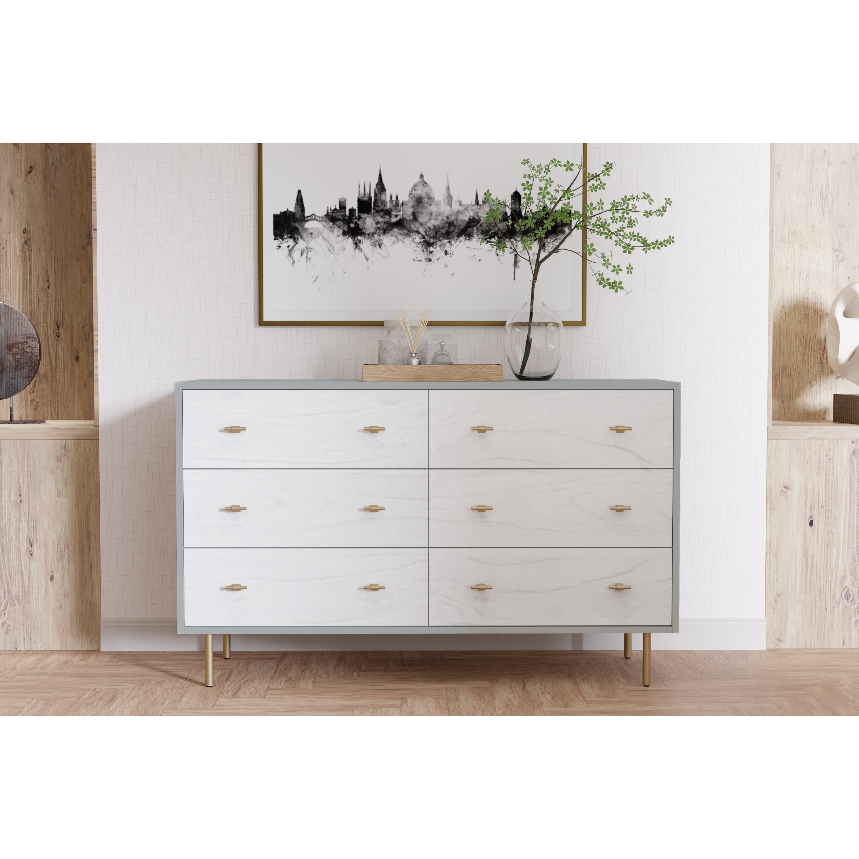 Saige Dresser - Weathered White/Gray