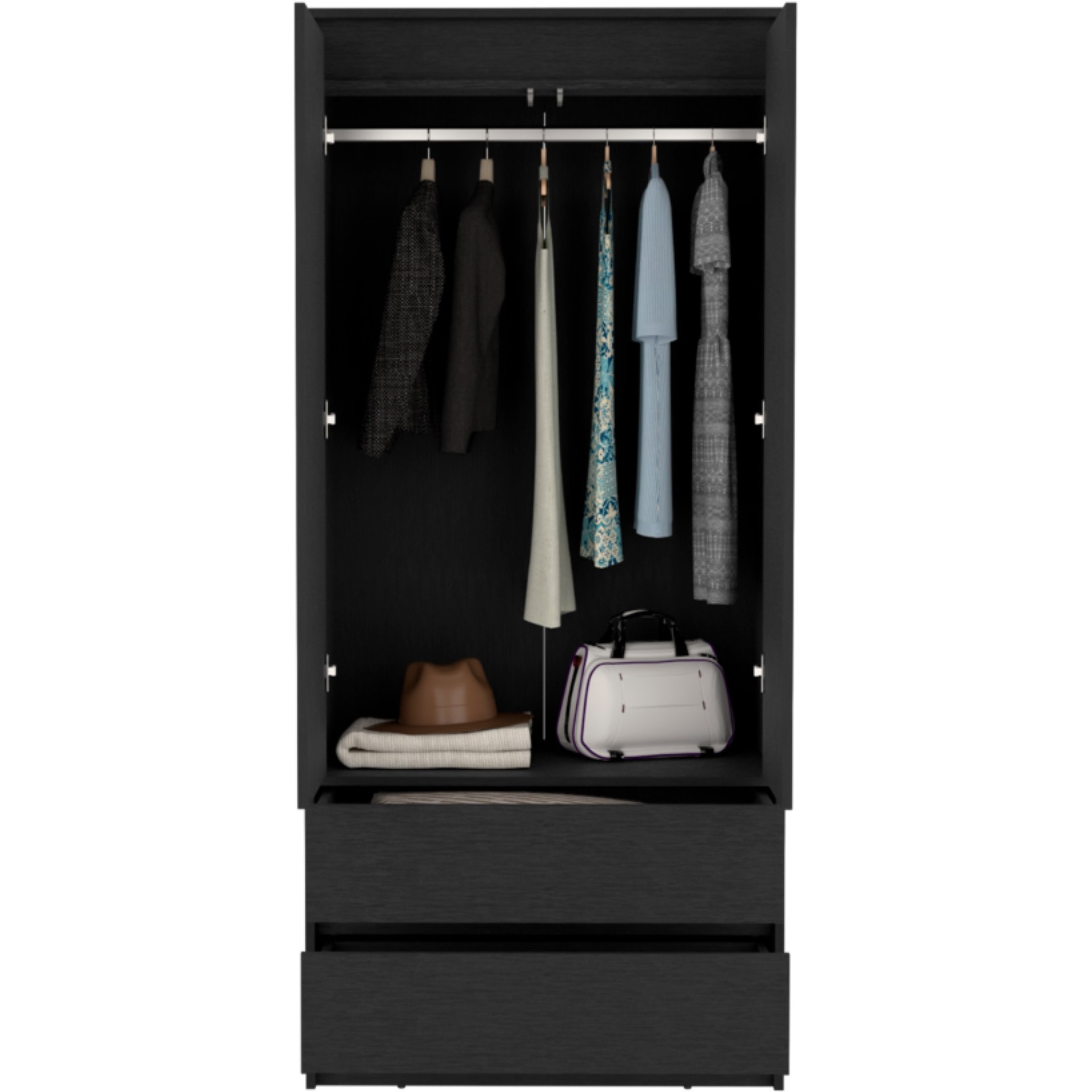 Austin 2 Drawers Armoire -Bedroom-Black