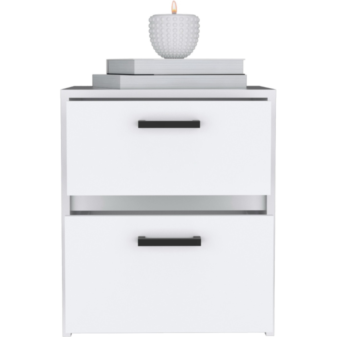 Trivor 2 Drawers Nightstand -Bedroom-White
