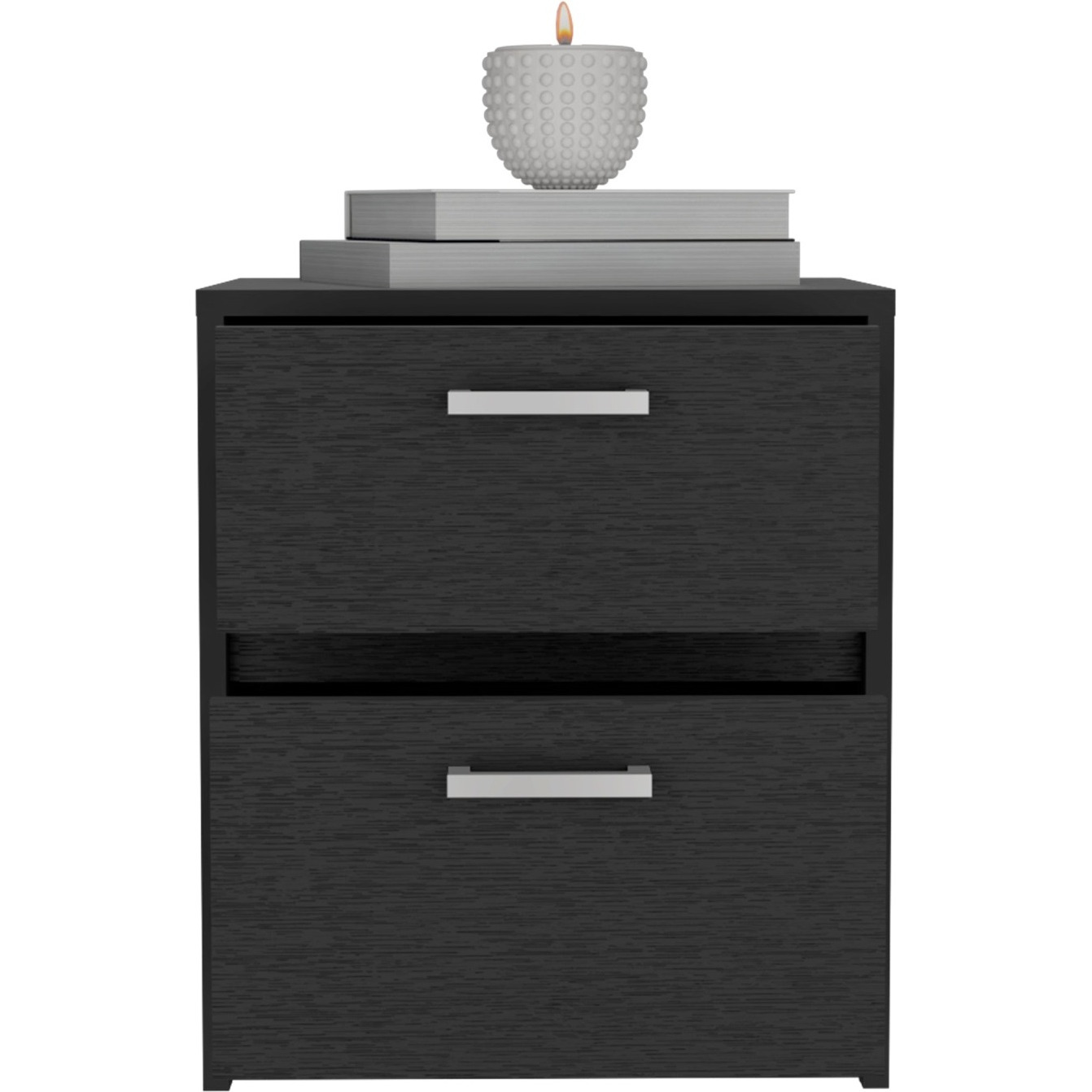 Trivor 2 Drawers Nightstand -Bedroom-Black