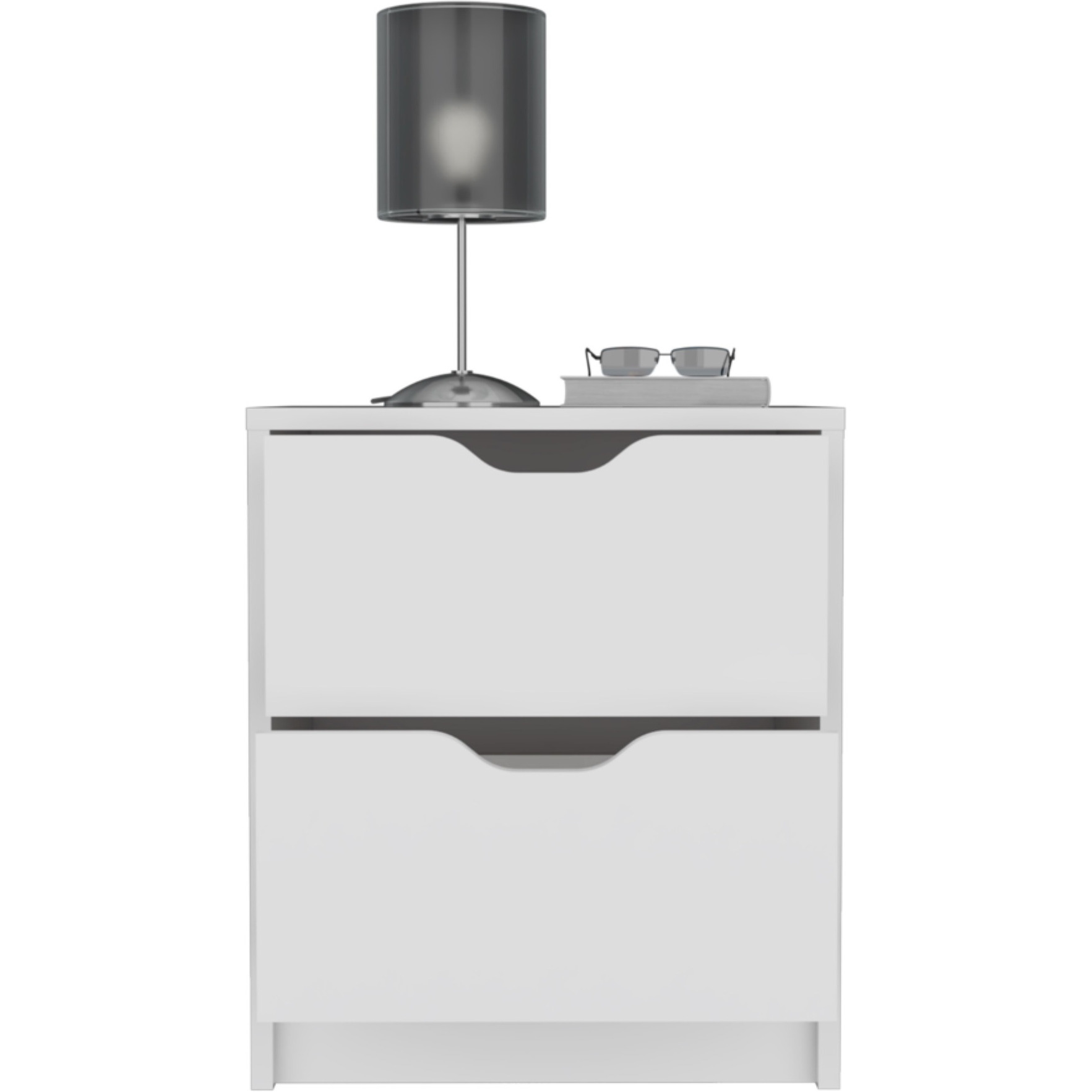 Basilea 2 Drawers Nightstand -Bedroom-White