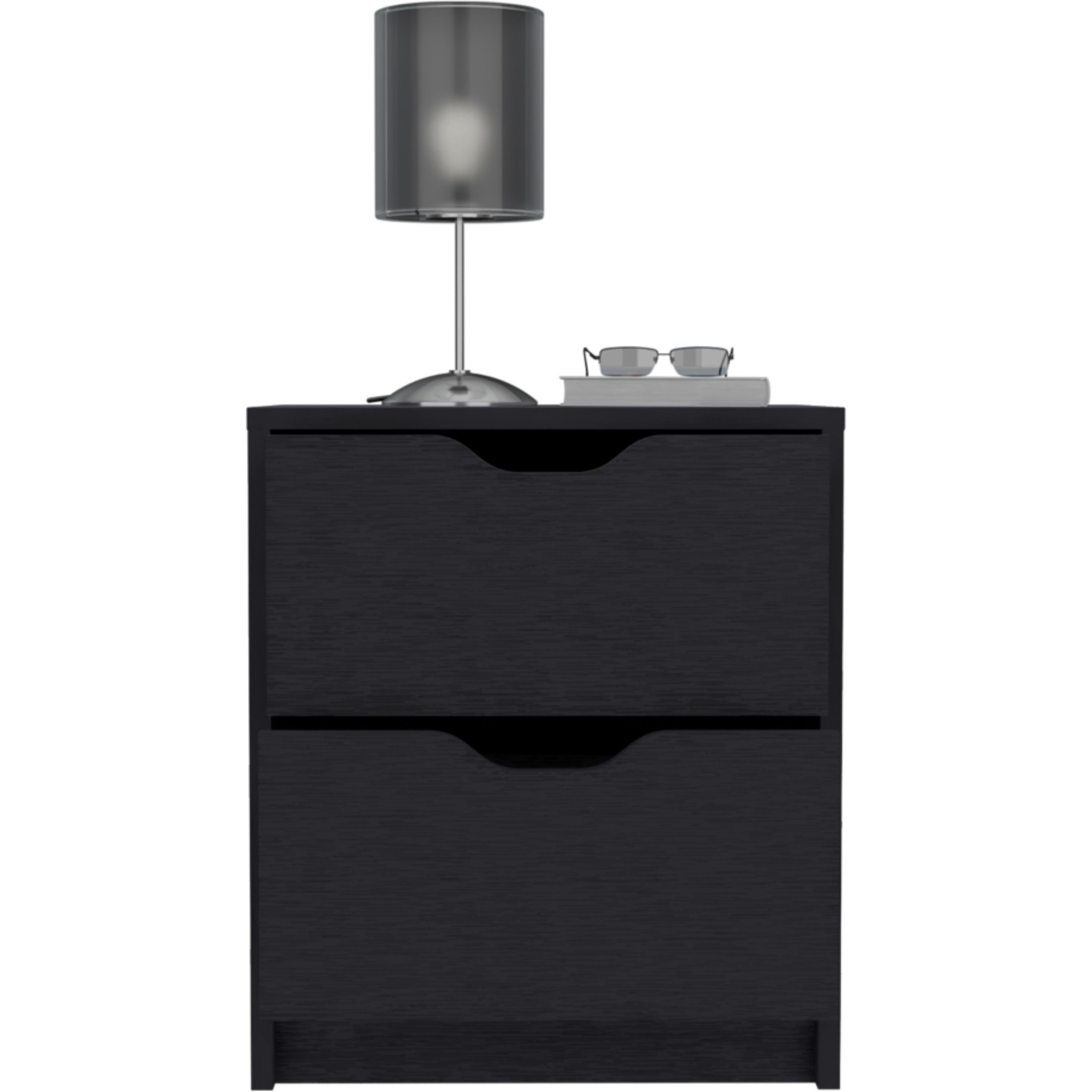 Basilea 2 Drawers Nightstand -Bedroom-Black
