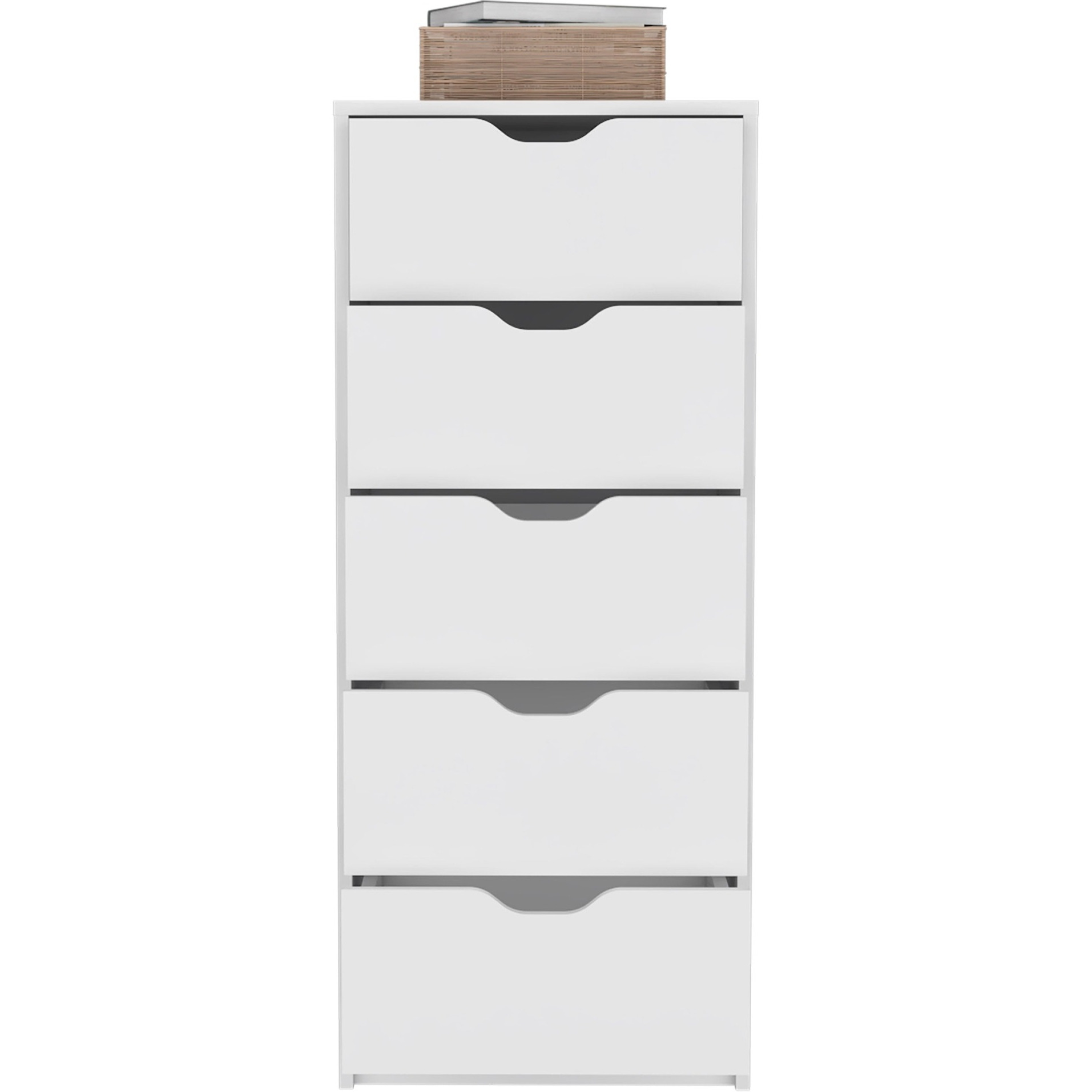 Basilea 5 Drawers Tall Dresser -Bedroom-White