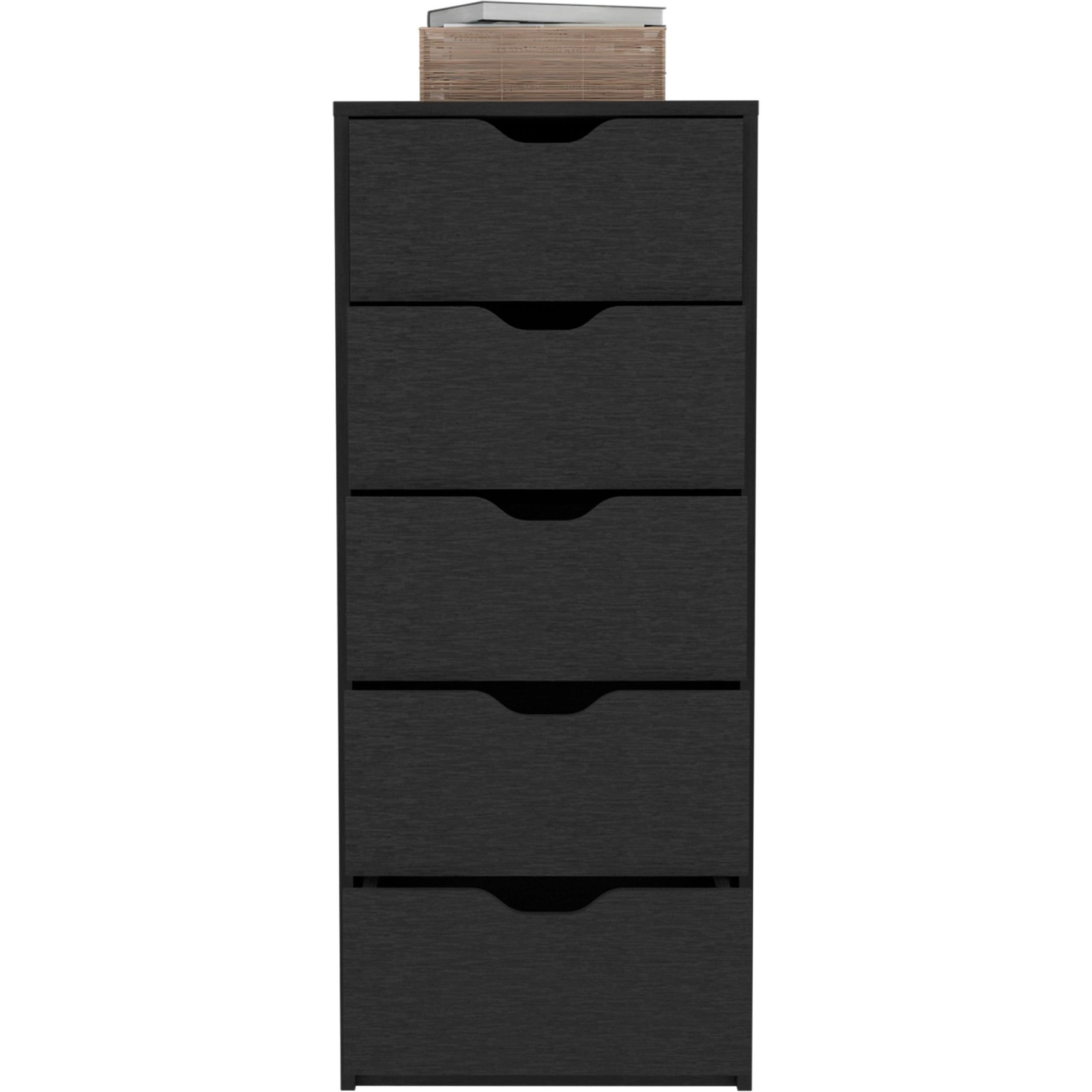 Basilea 5 Drawers Tall Dresser -Bedroom-Black